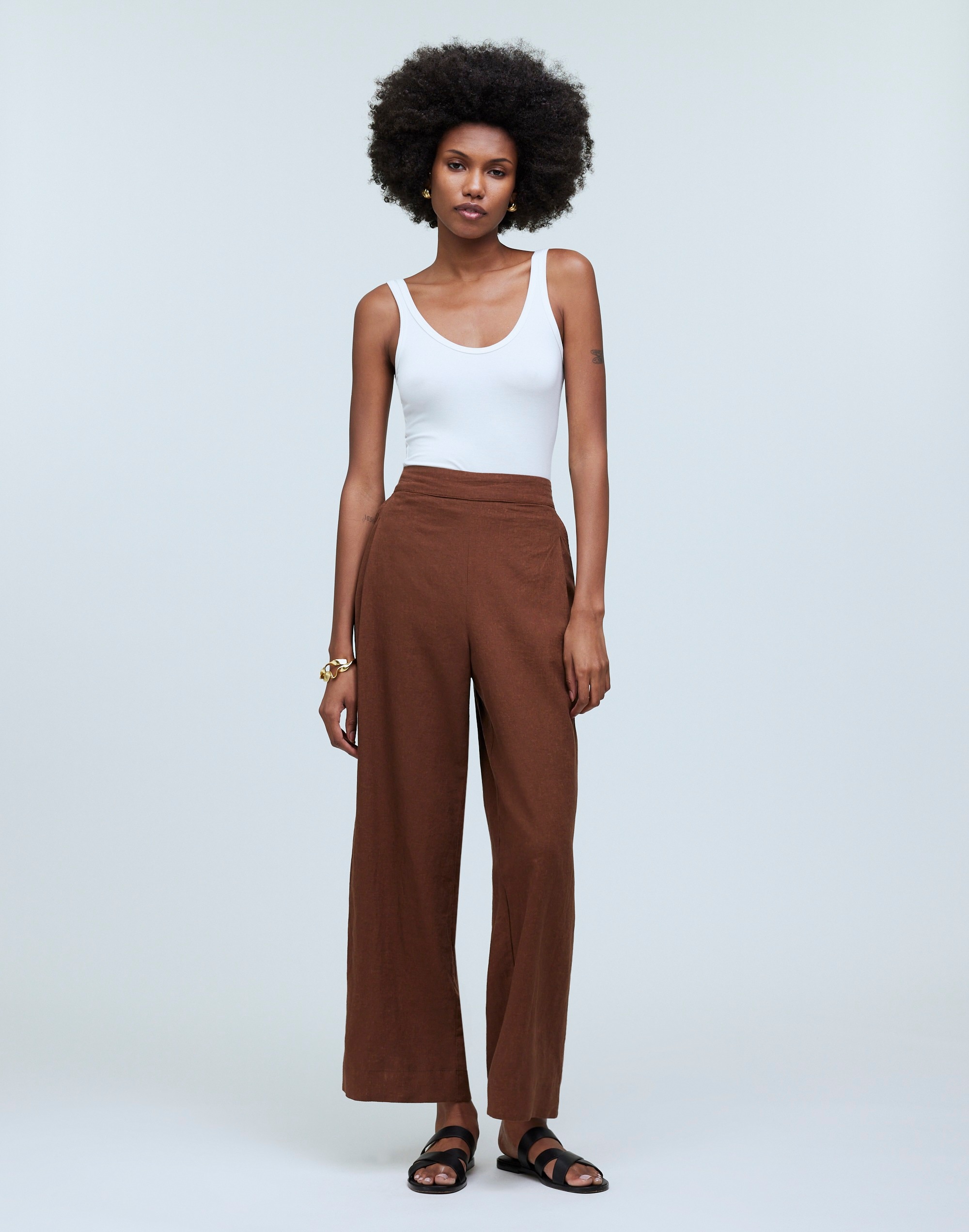 Tall Pull-On Straight Crop Pants in Linen Blend