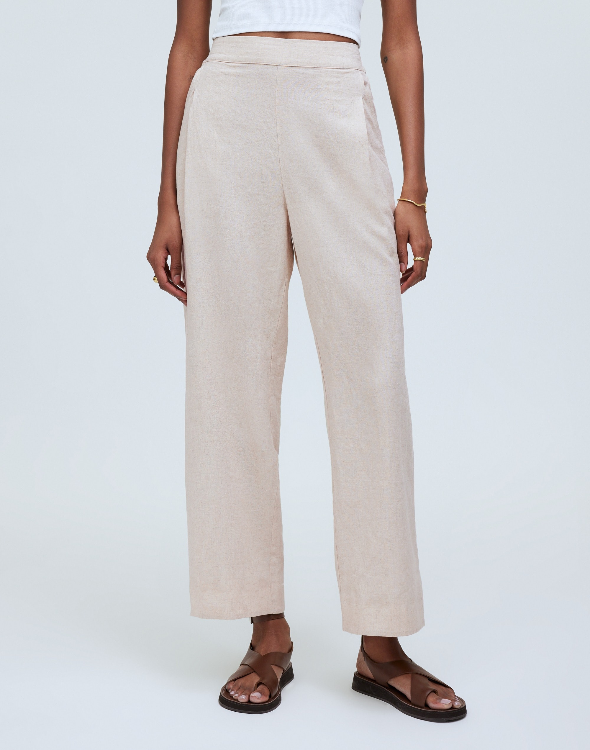 Shop Mw Pull-on Straight Crop Pants In Natural Undyed