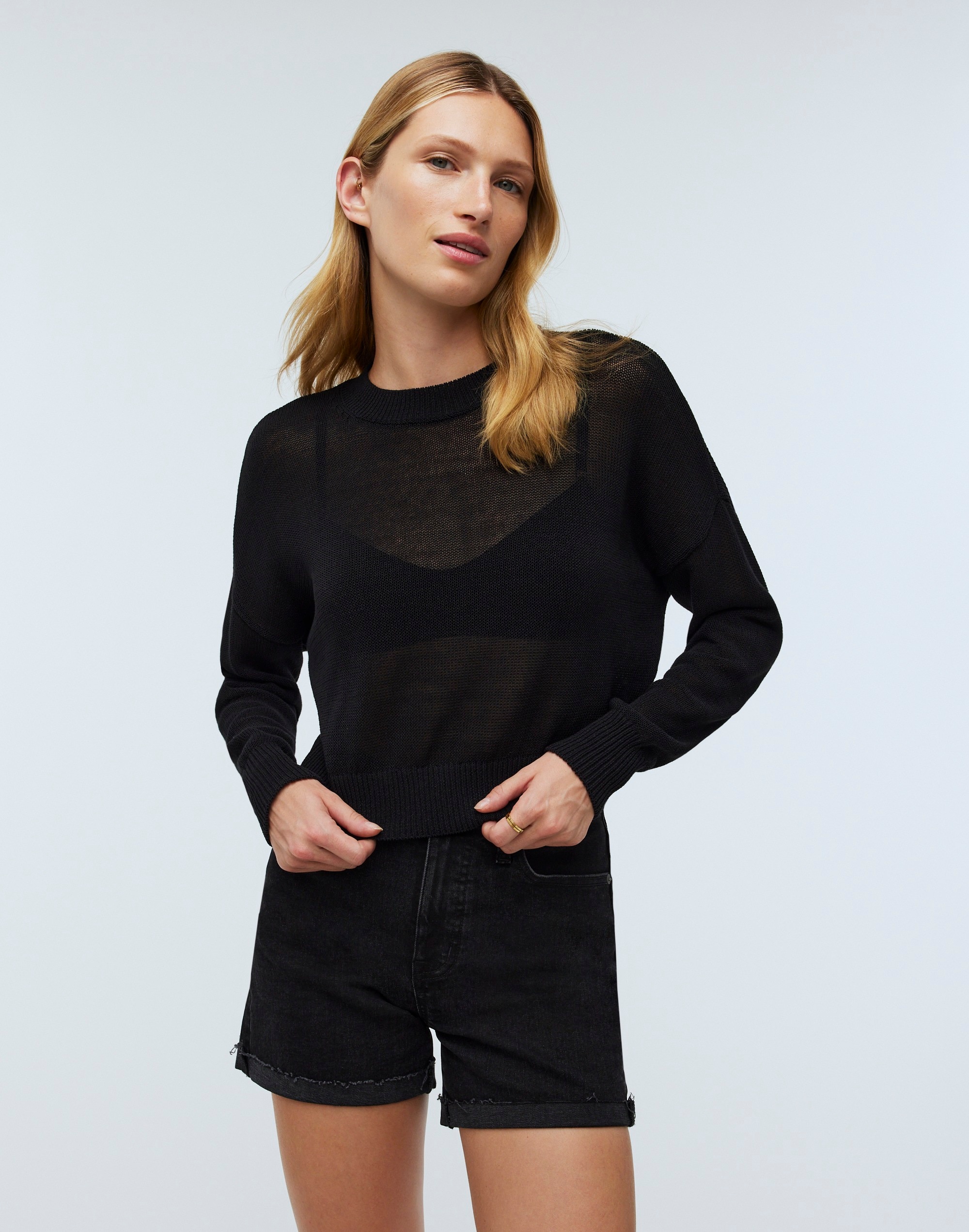 Loose-Knit Crewneck Sweater