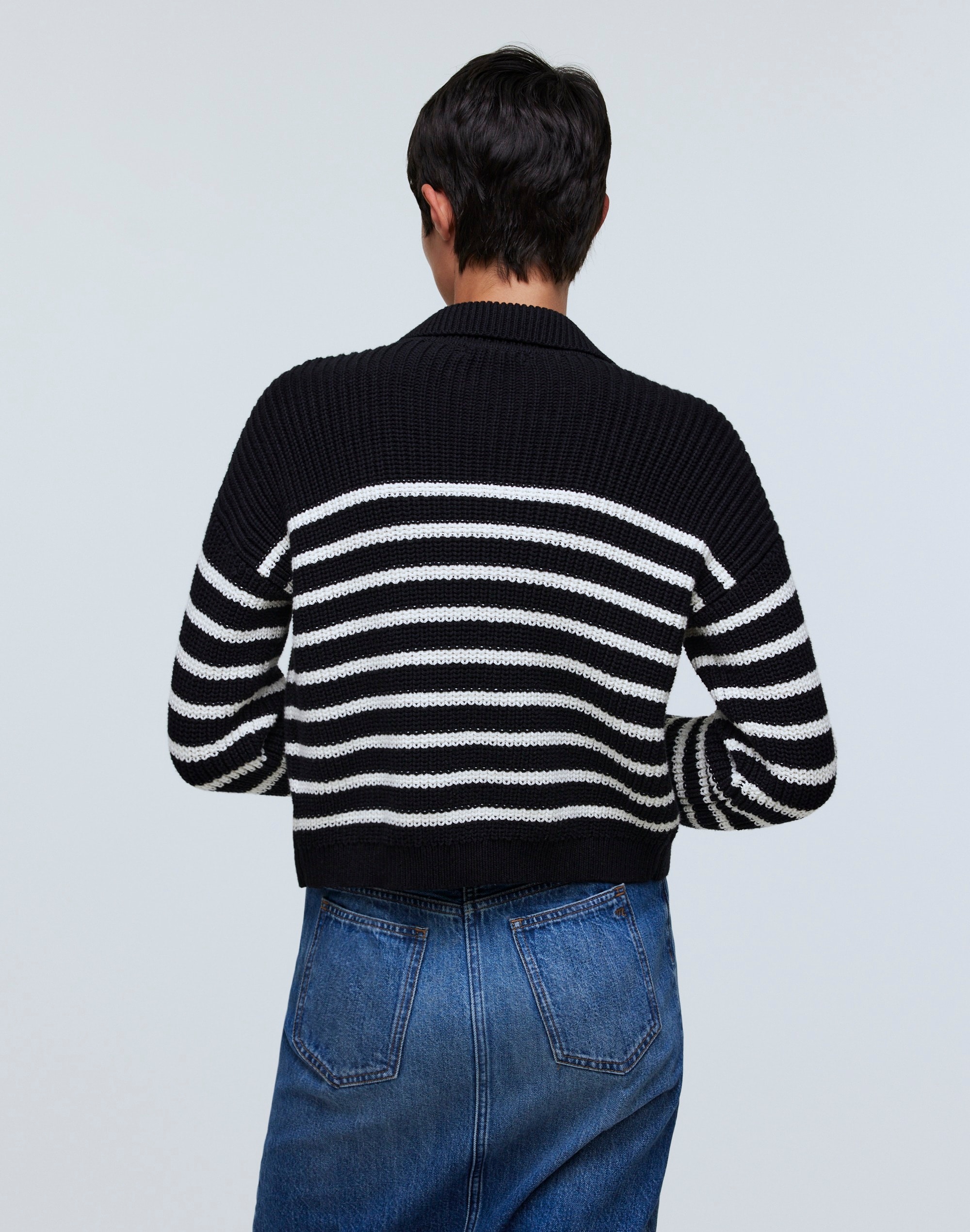 Ribbed Polo Cardigan Sweater