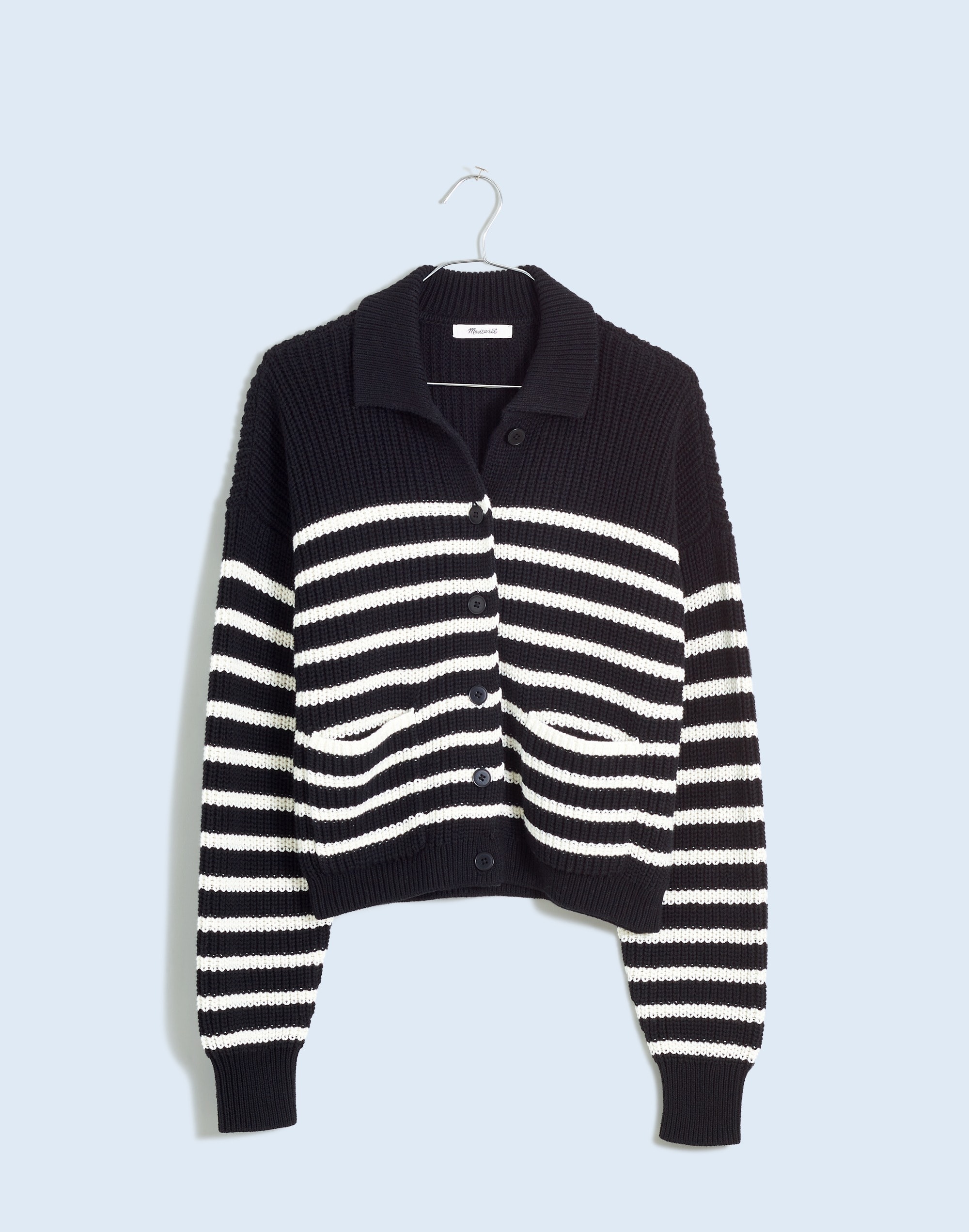Ribbed Polo Cardigan Sweater
