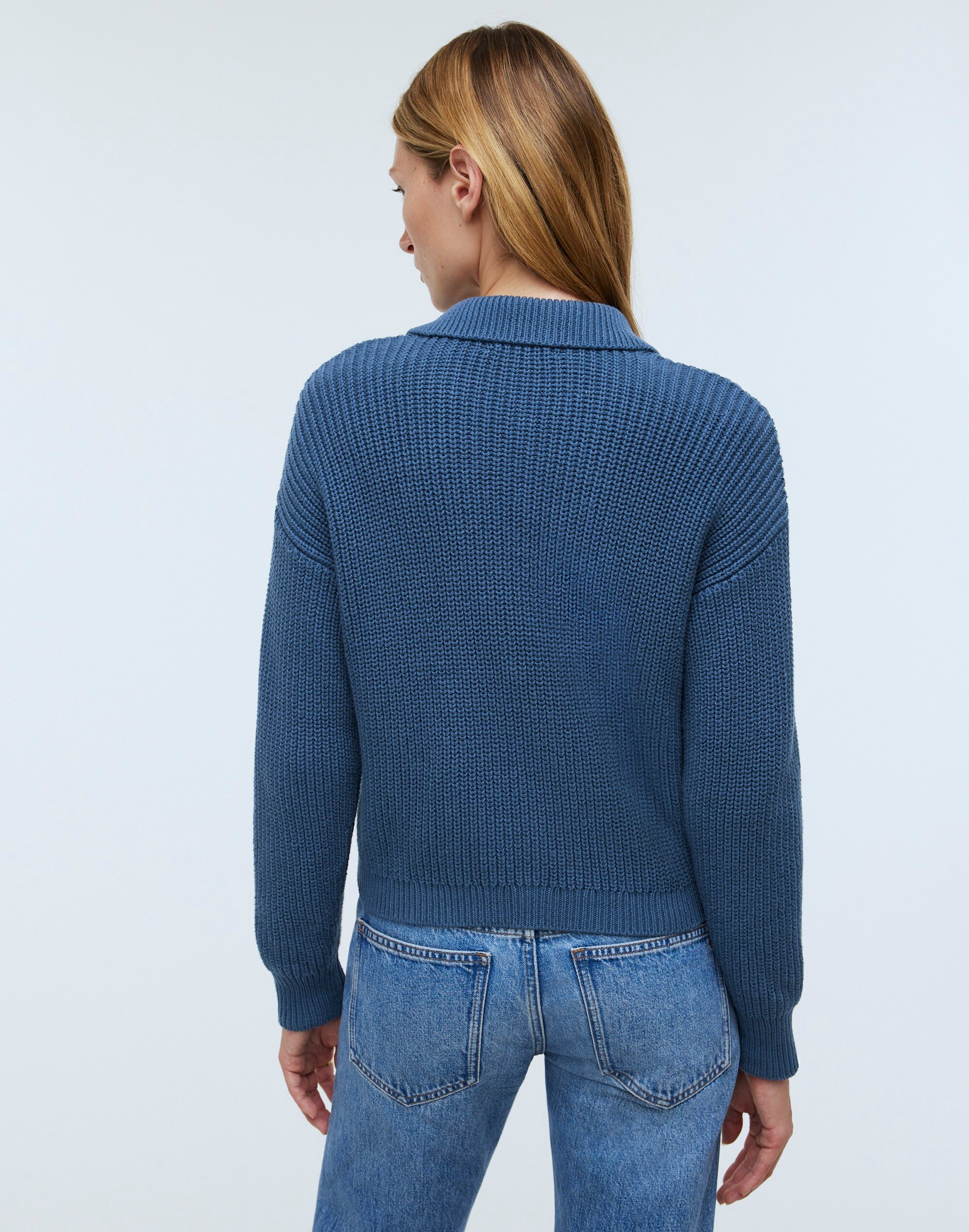 Ribbed Polo Cardigan Sweater