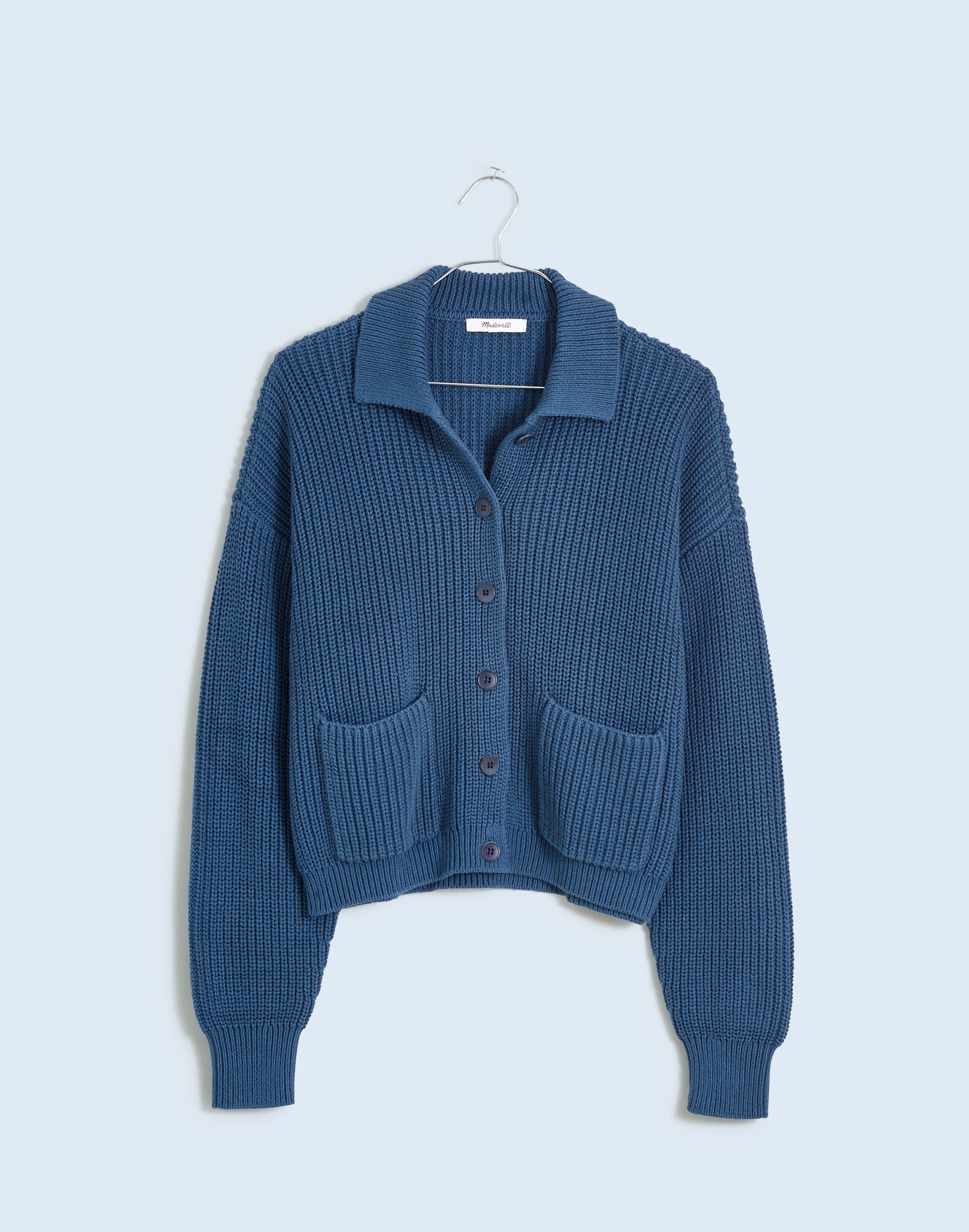 Ribbed Polo Cardigan Sweater