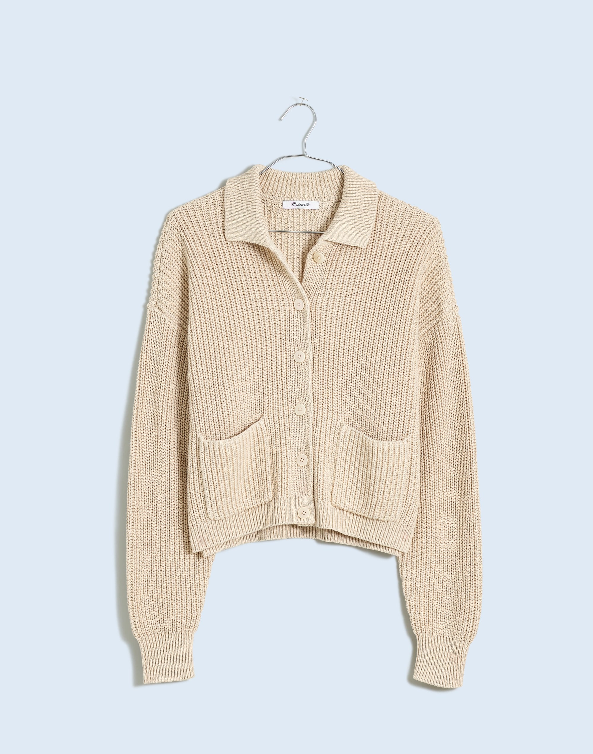 Ribbed Polo Cardigan Sweater
