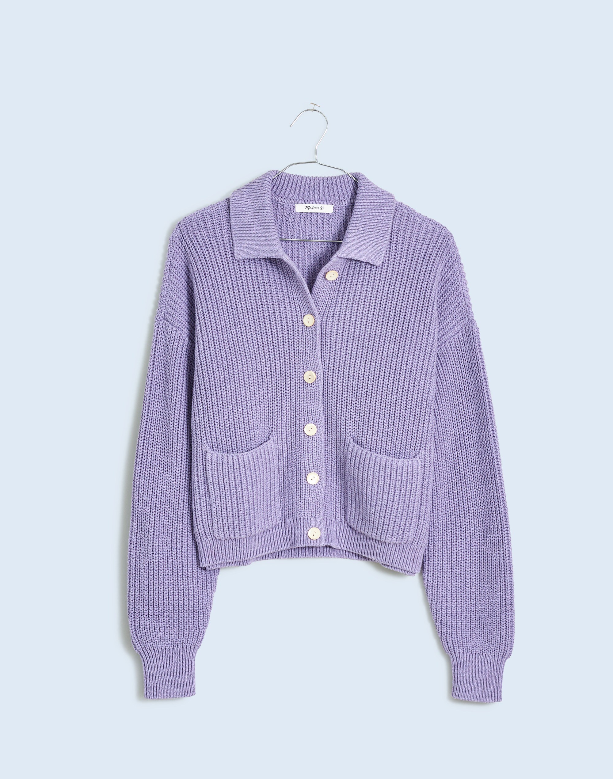 Ribbed Polo Cardigan Sweater