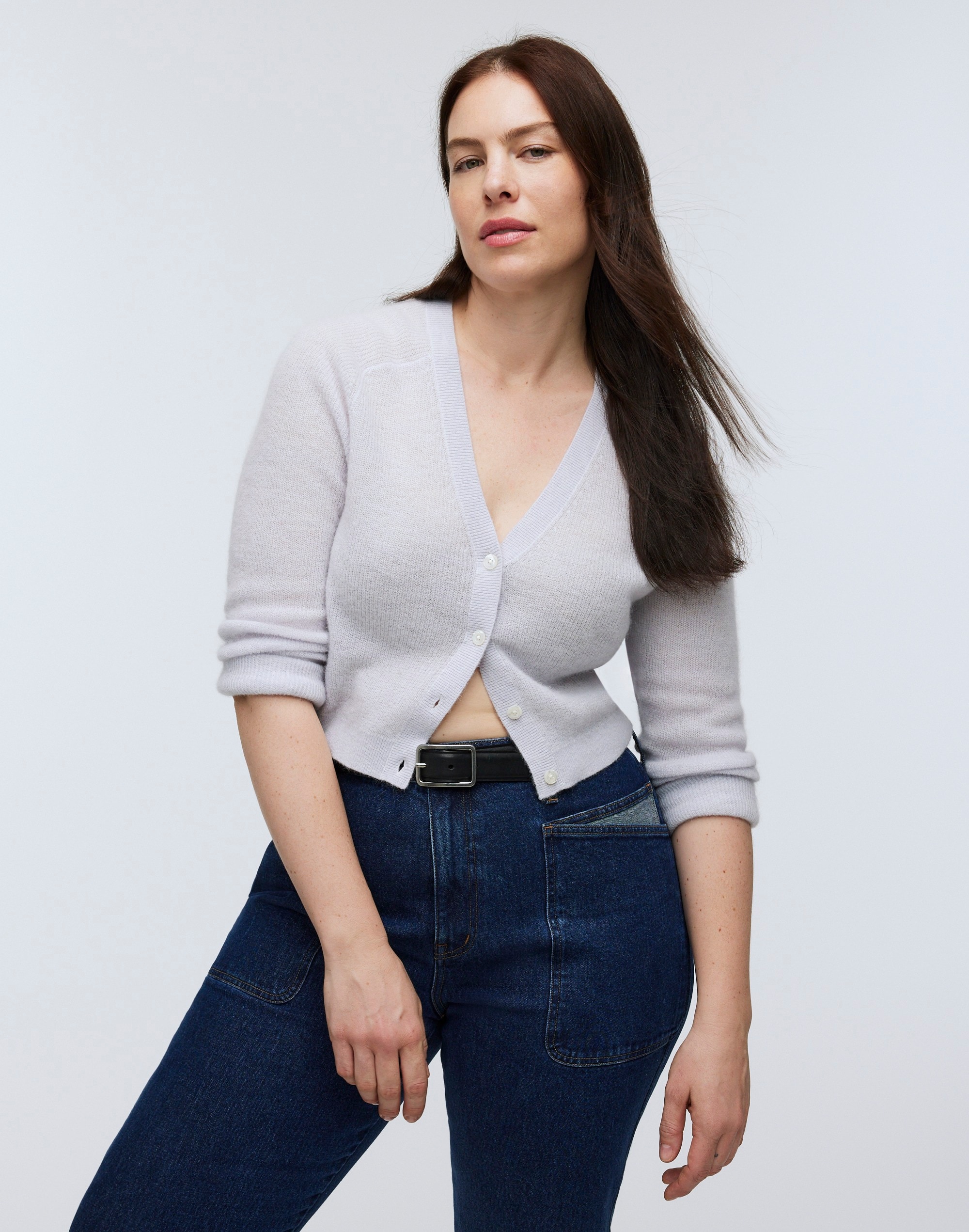 Alpaca-Blend V-Neck Cardigan Sweater