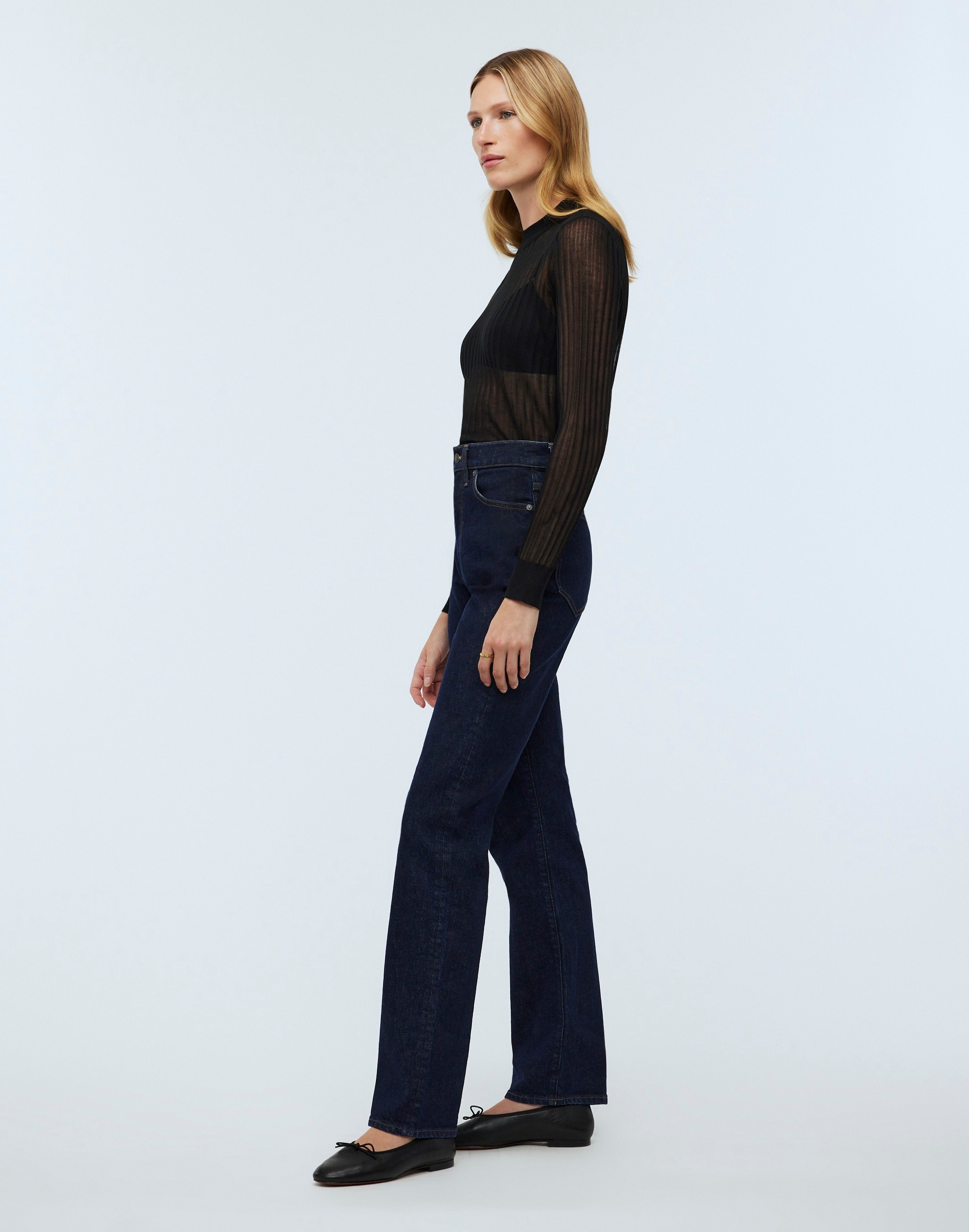 Semi-Sheer Mockneck Sweater Top