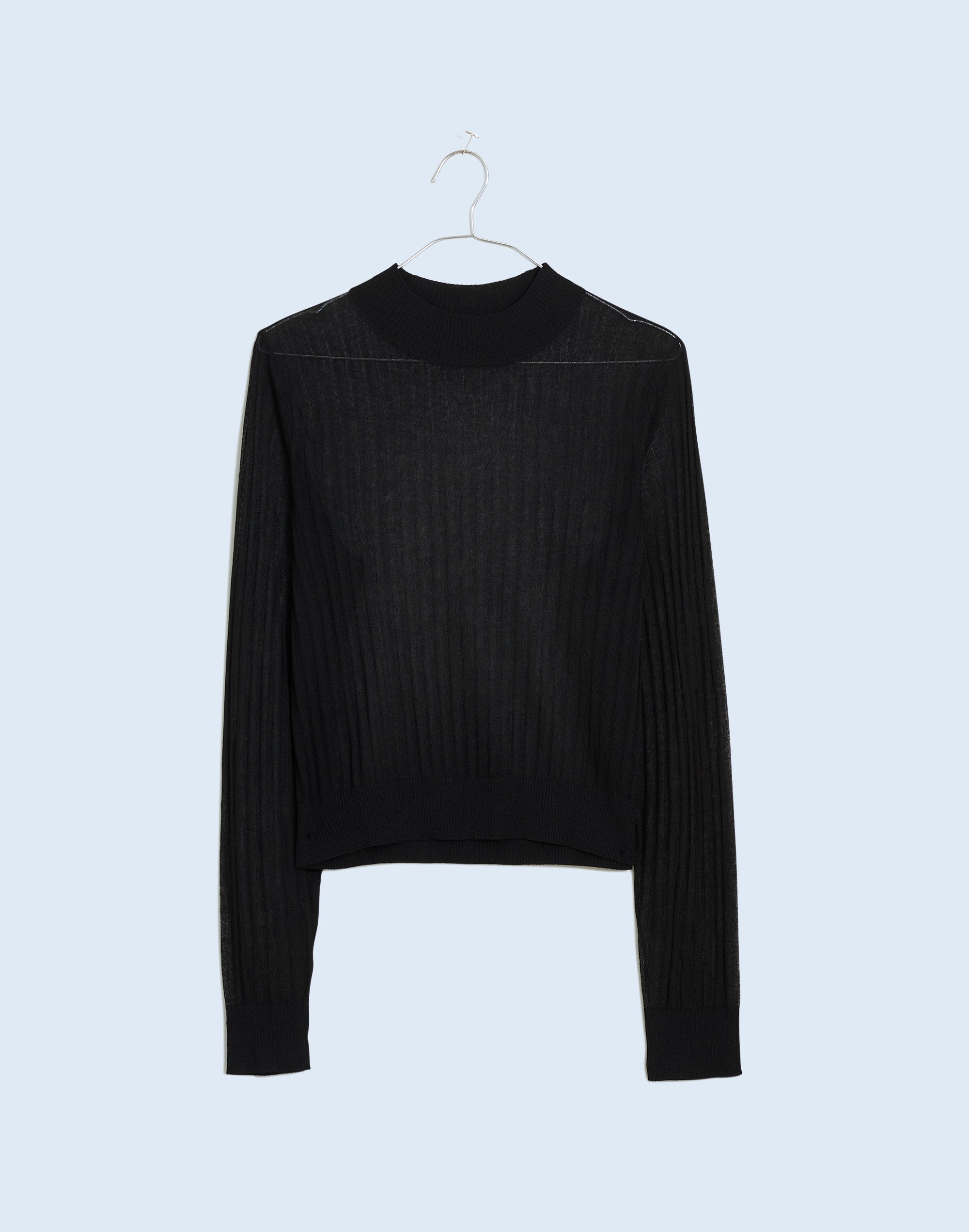 Semi-Sheer Mockneck Sweater Top