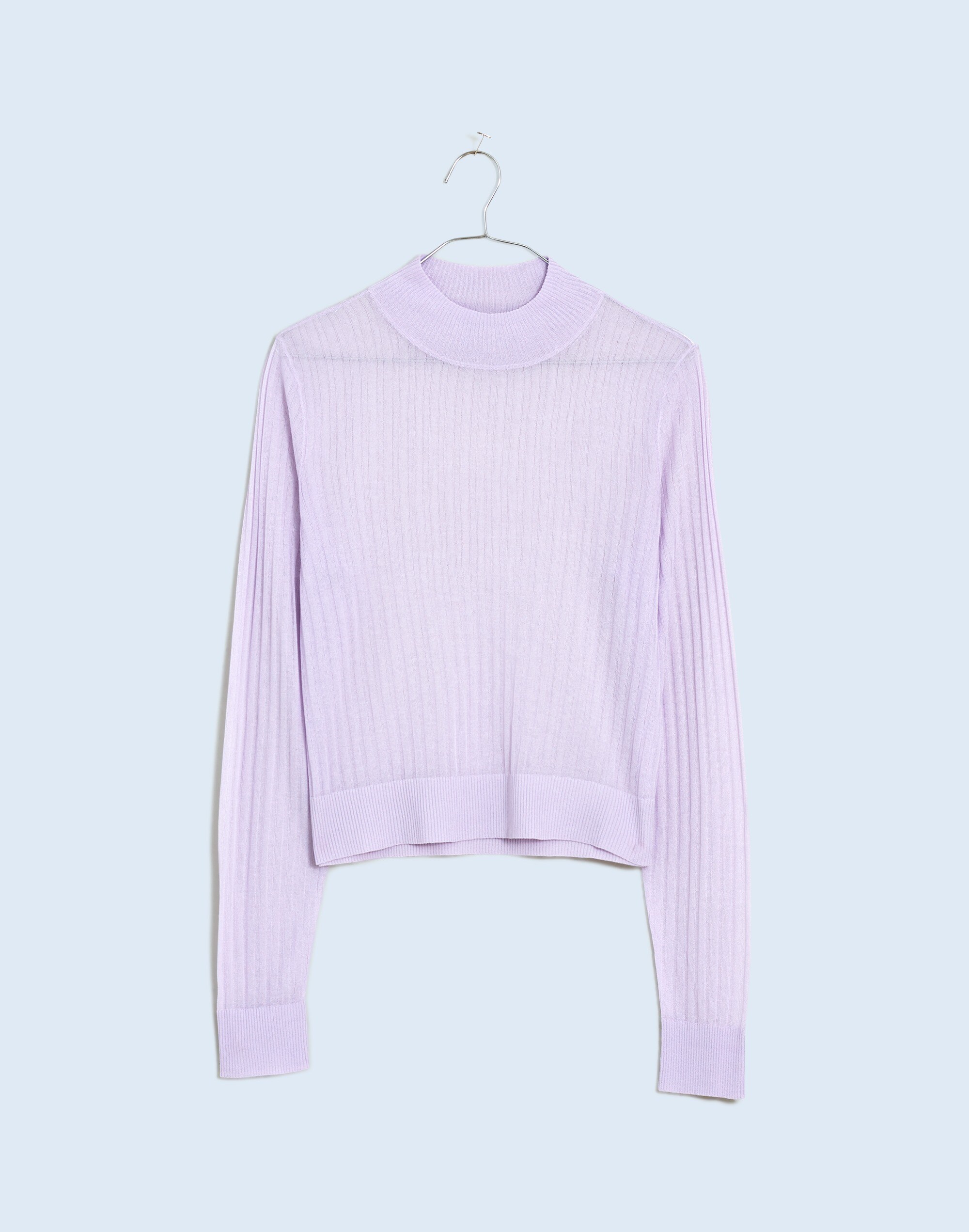 Semi-Sheer Mockneck Sweater Top