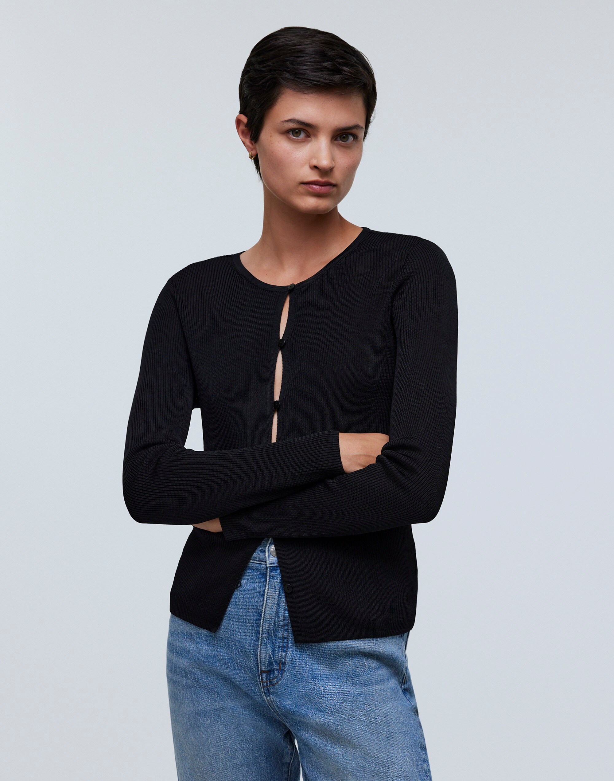 Button-Front Cardigan Sweater