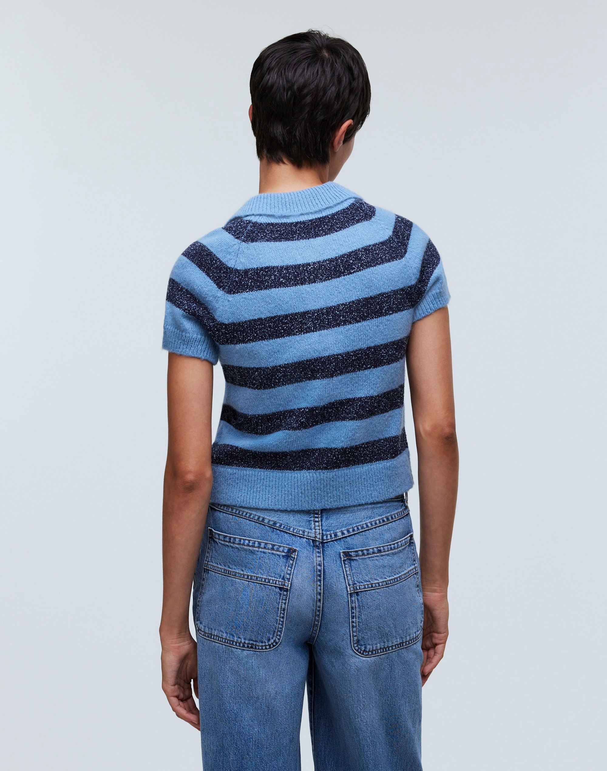 Raglan Polo Sweater Tee in Stripe