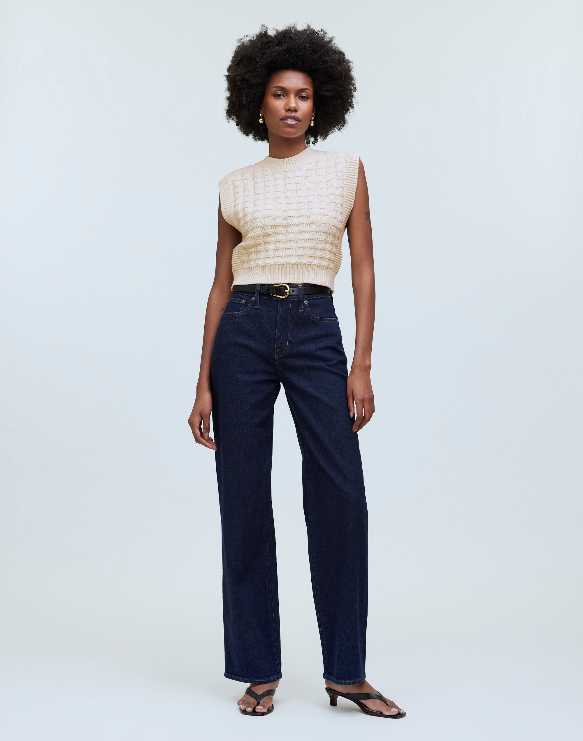 Checkered-Stitch Wedge Sweater Vest