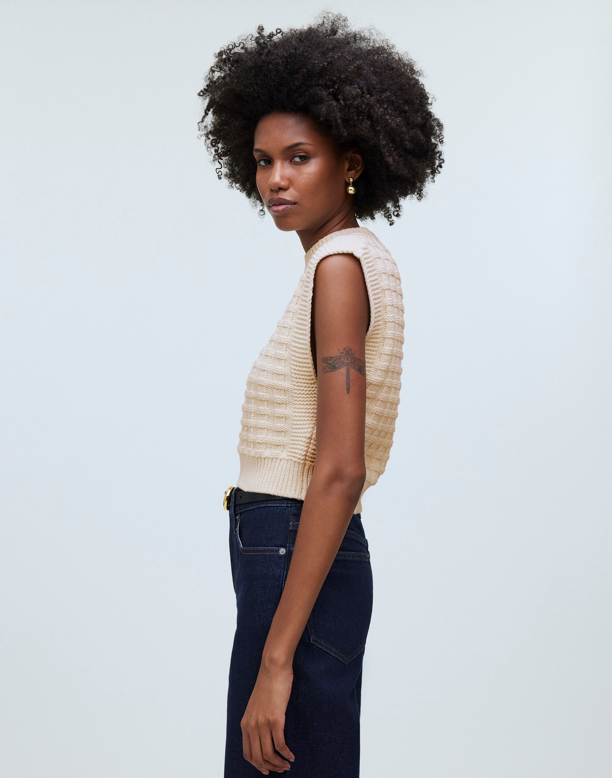 Checkered-Stitch Wedge Sweater Vest