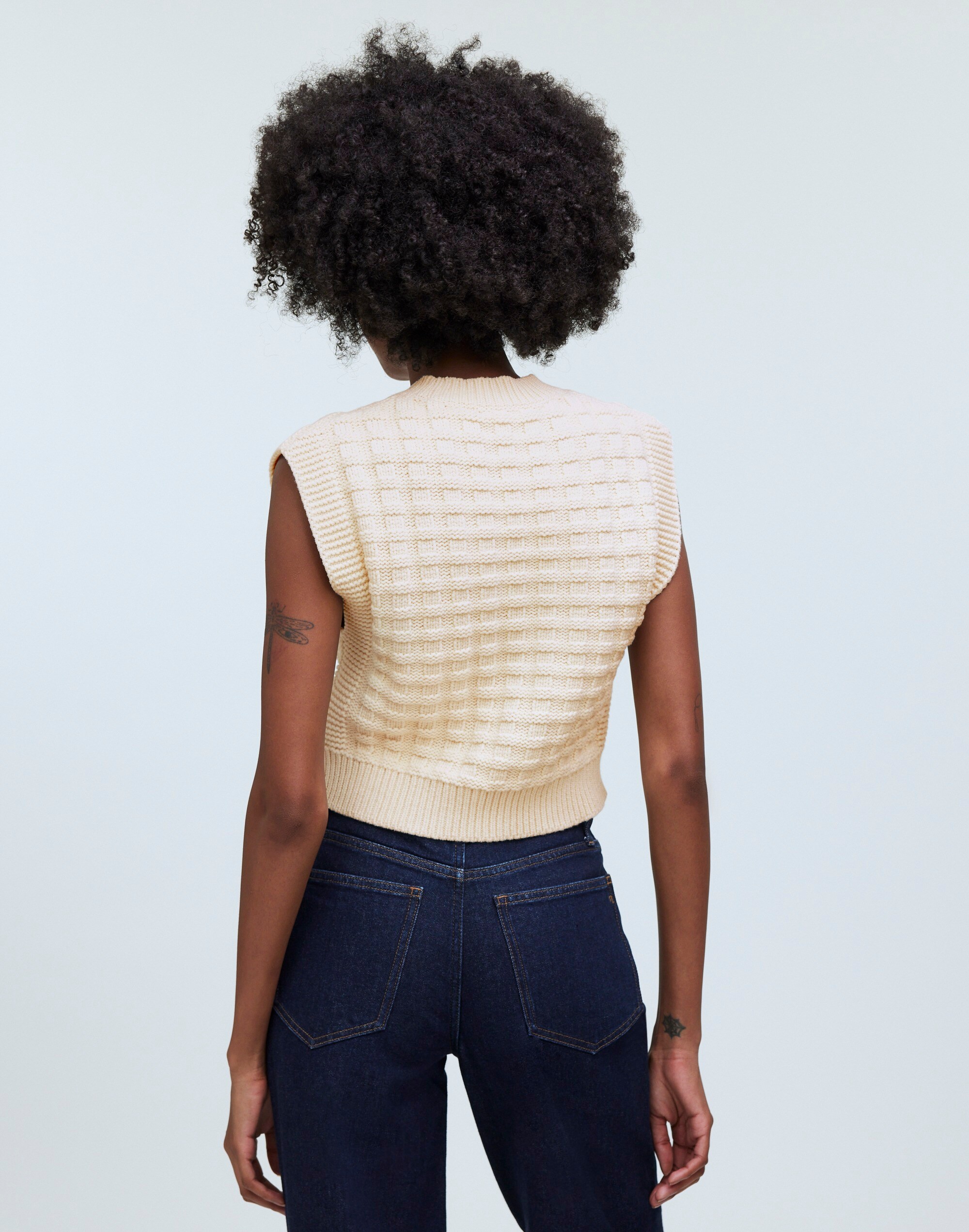 Checkered-Stitch Wedge Sweater Vest