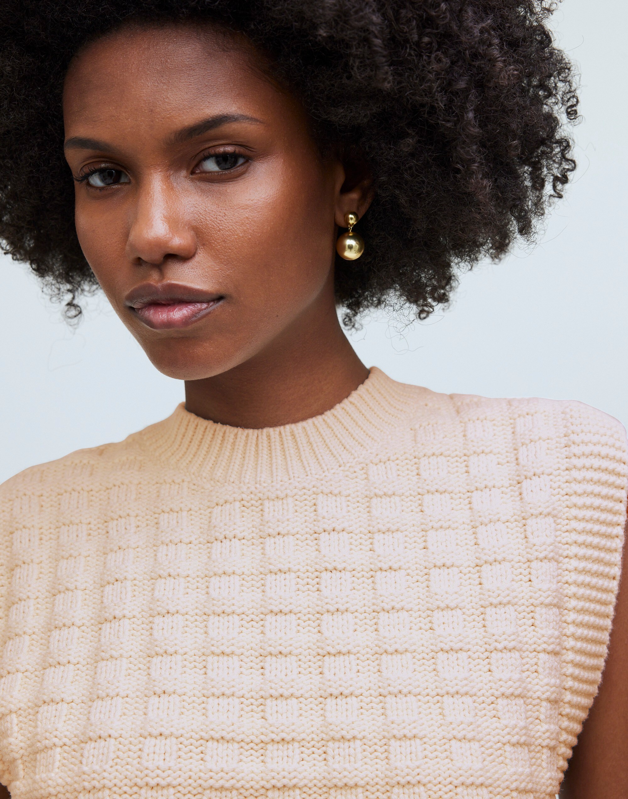 Checkered-Stitch Wedge Sweater Vest