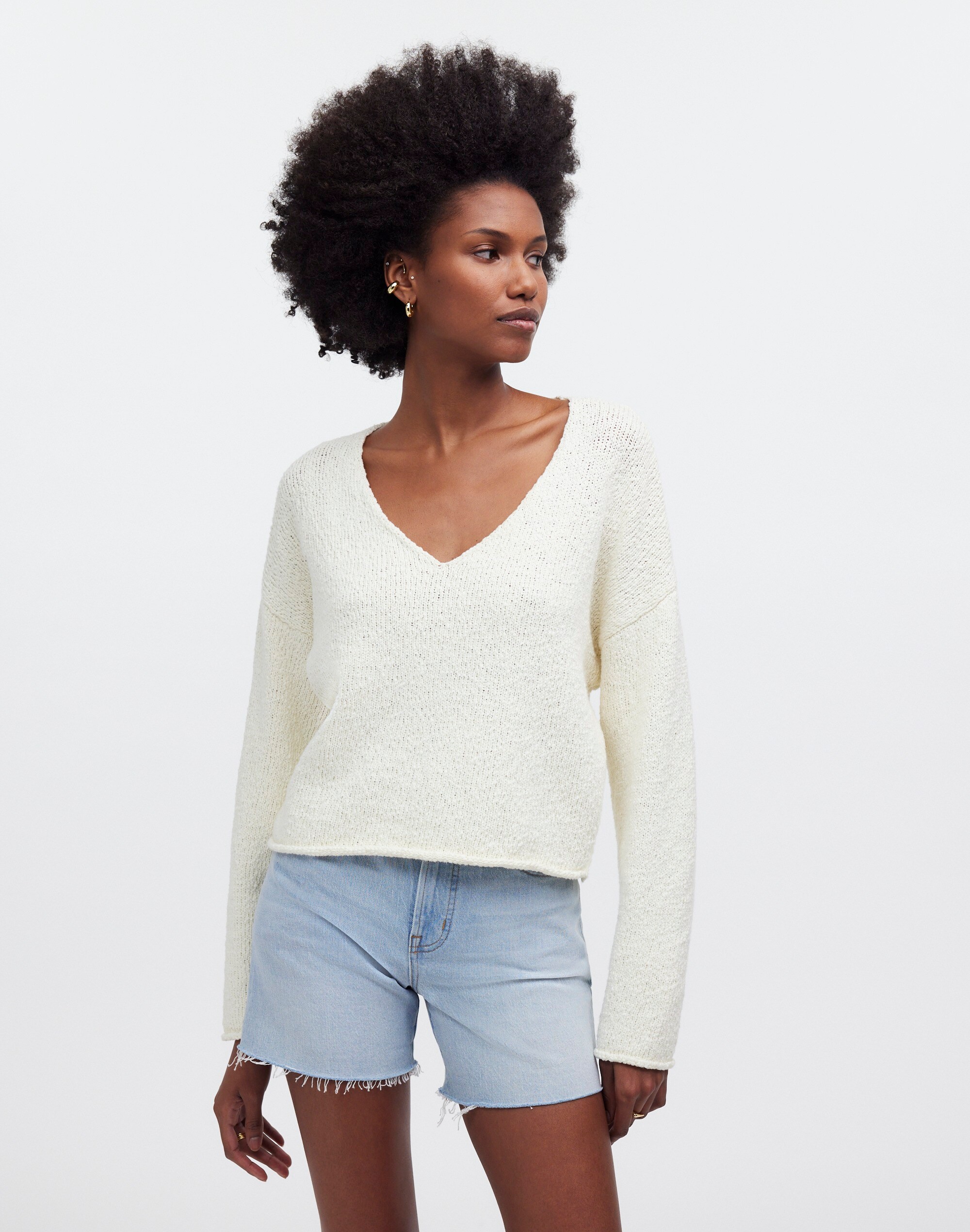 Deep-V Boxy Sweater