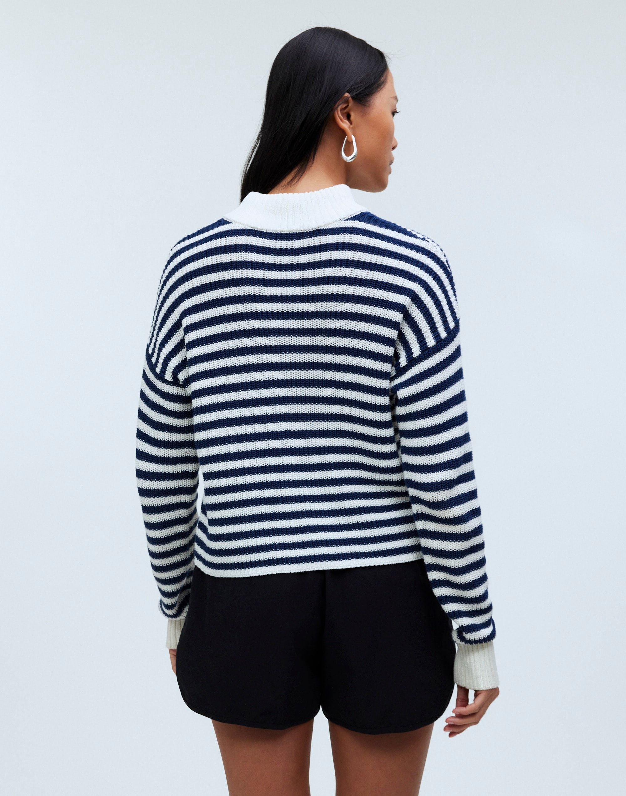 Ribbed Half-Zip Sweater in Stripe