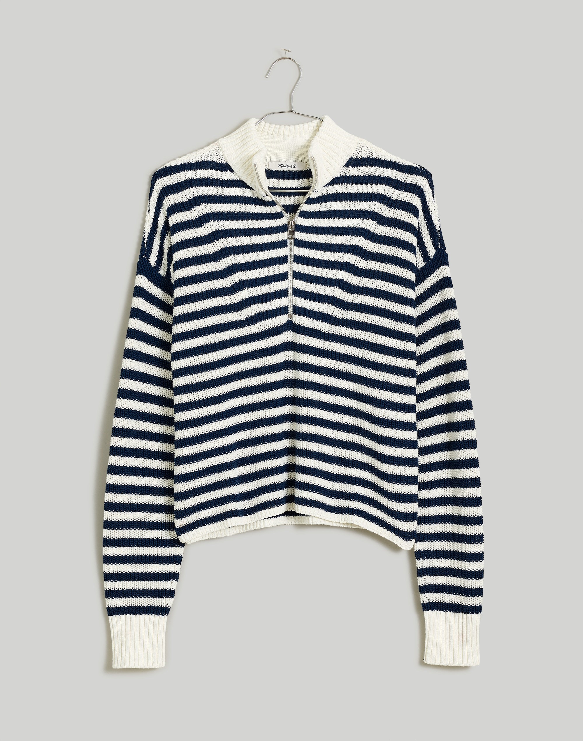 Ribbed Half-Zip Sweater in Stripe