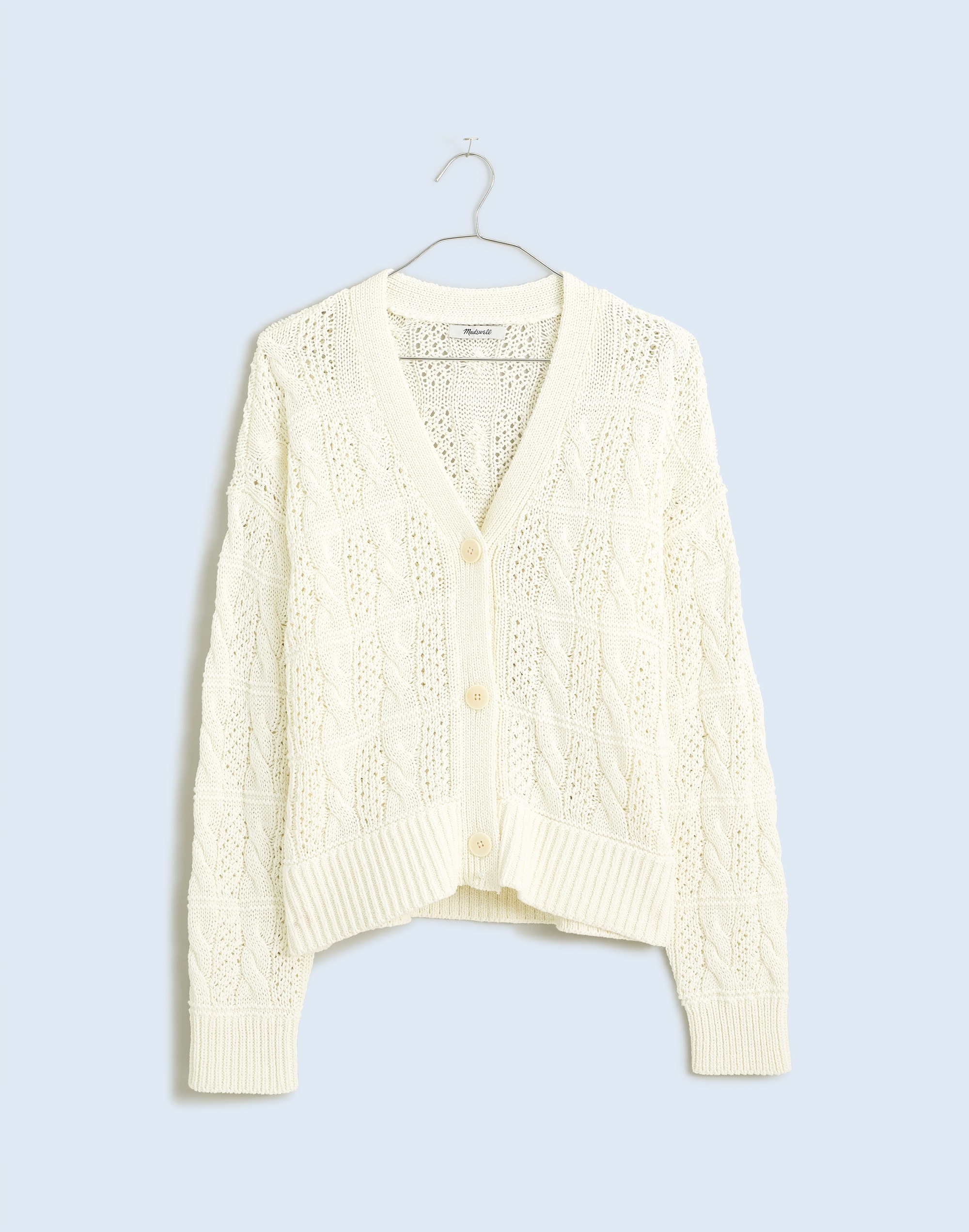 Open Cable-Stitch Cardigan Sweater