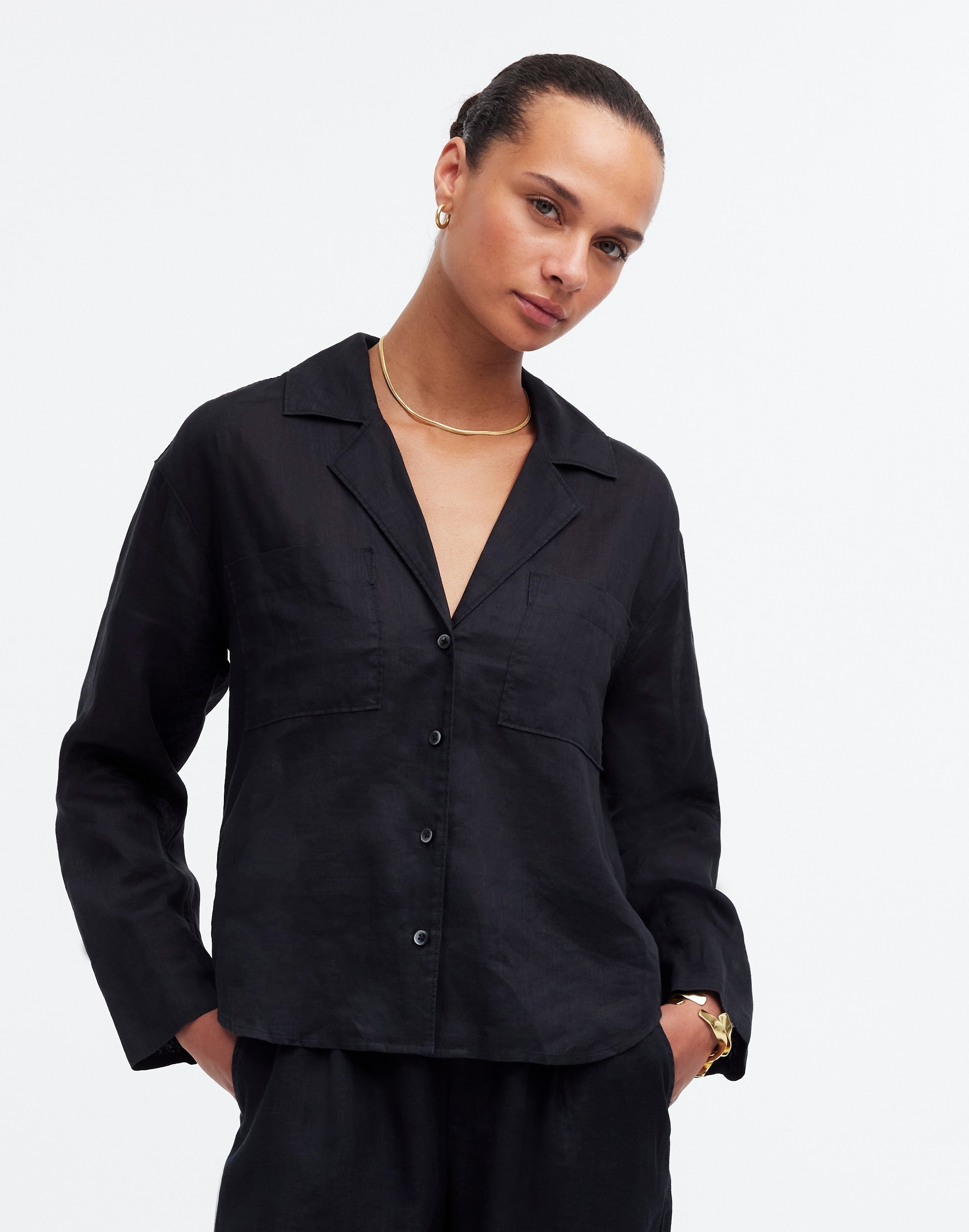resort long-sleeve shirt in ramie