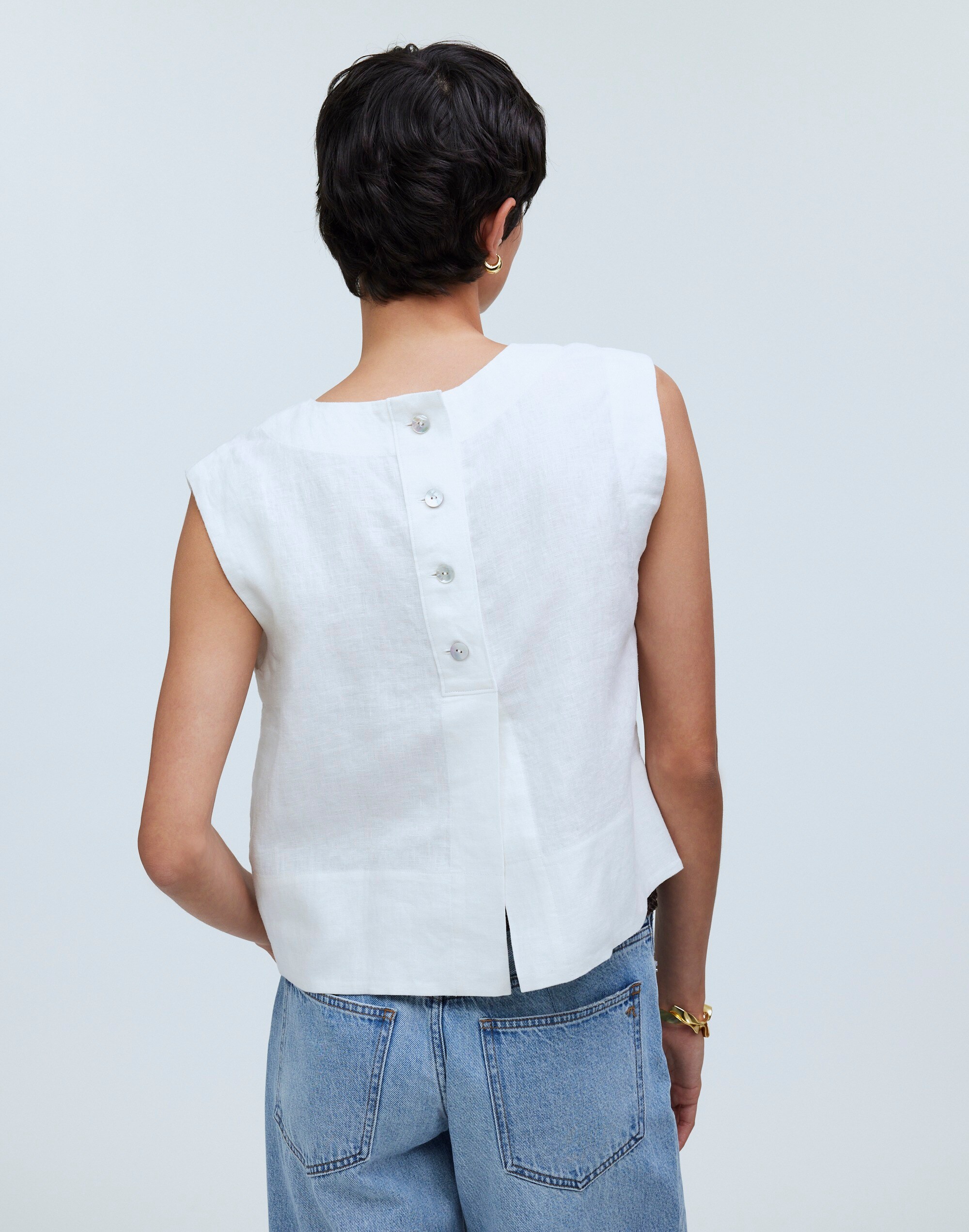 Bateau-Neck Tank in 100% Linen