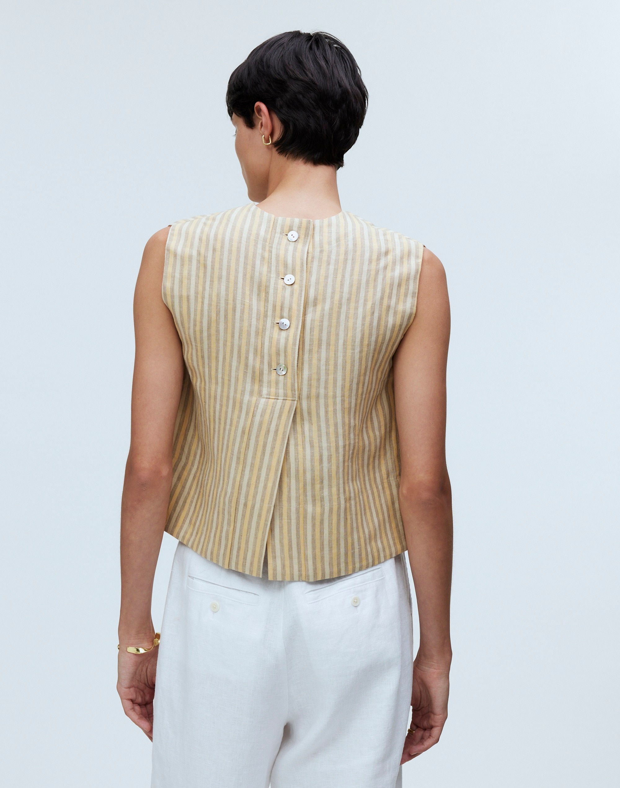 Bateau-Neck Tank in 100% Linen