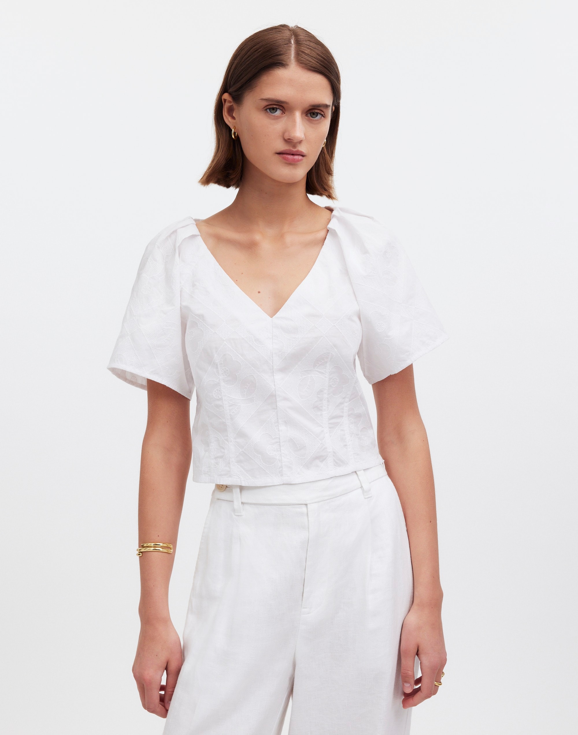 Darted V-Neck Top in Floral