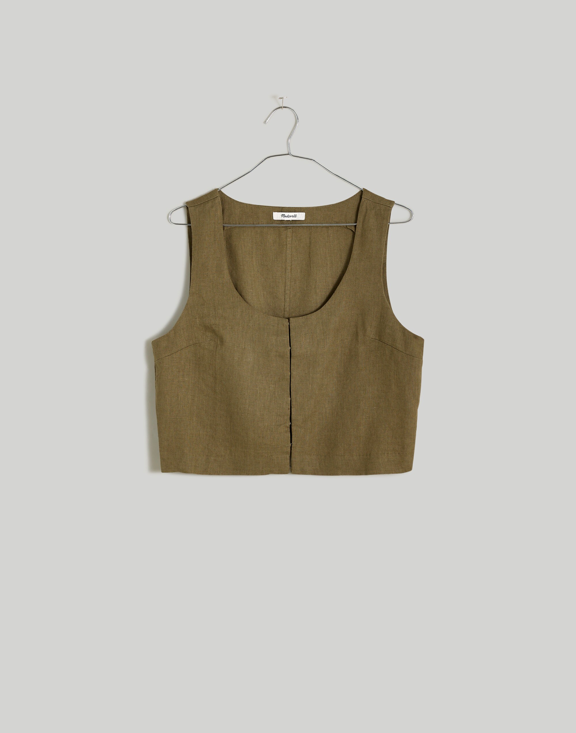 Scoopneck Crop Tank in 100% Linen
