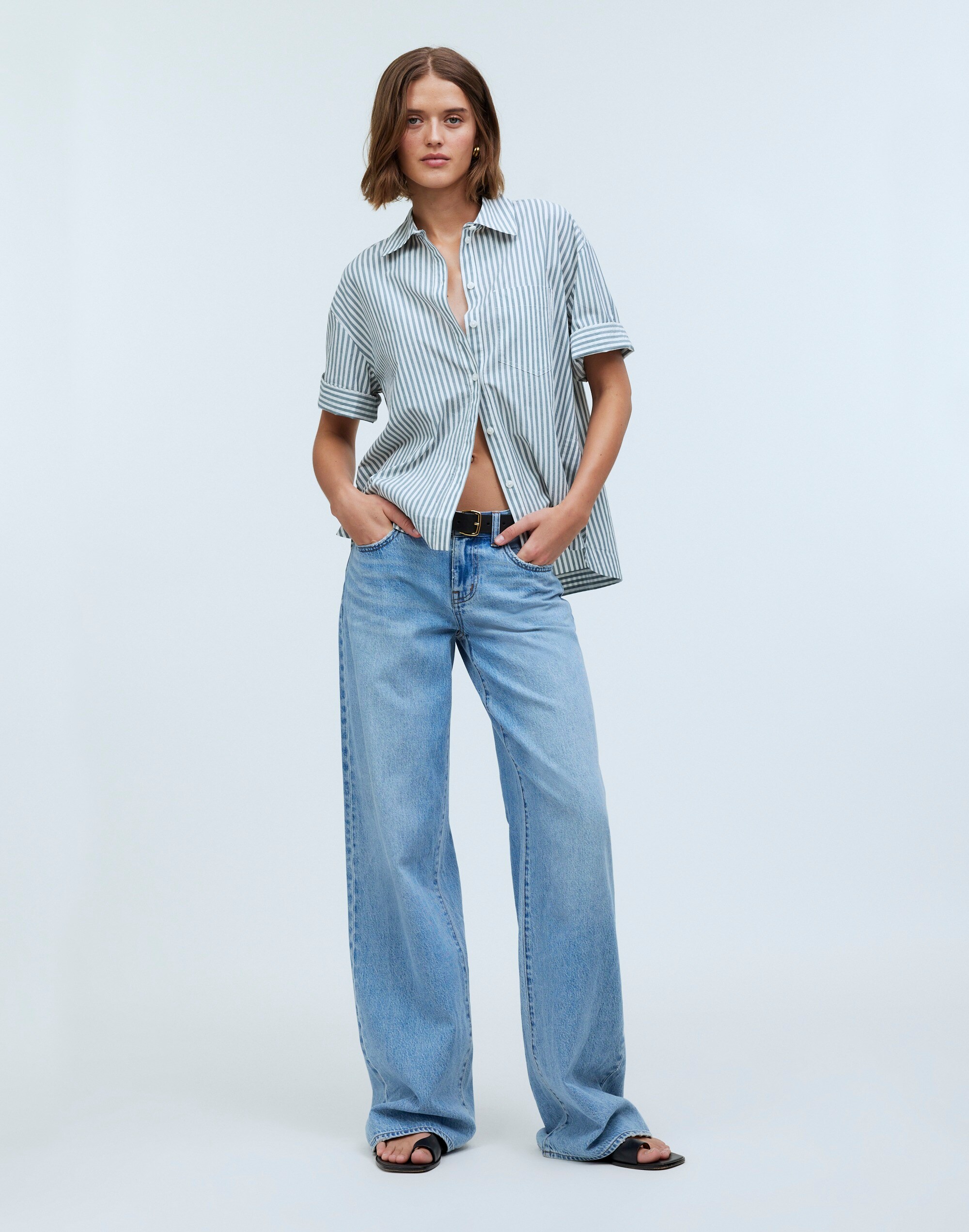 Oversized Boxy Button-Up Shirt in Signature Poplin