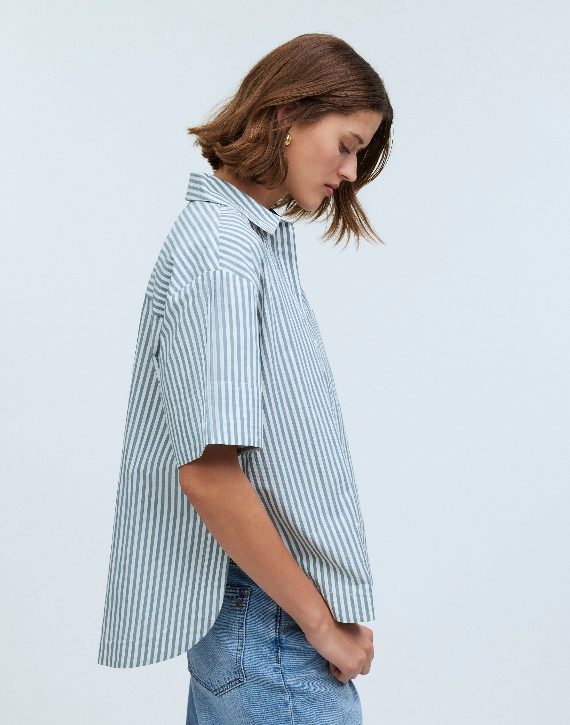 Oversized Boxy Button-Up Shirt in Signature Poplin