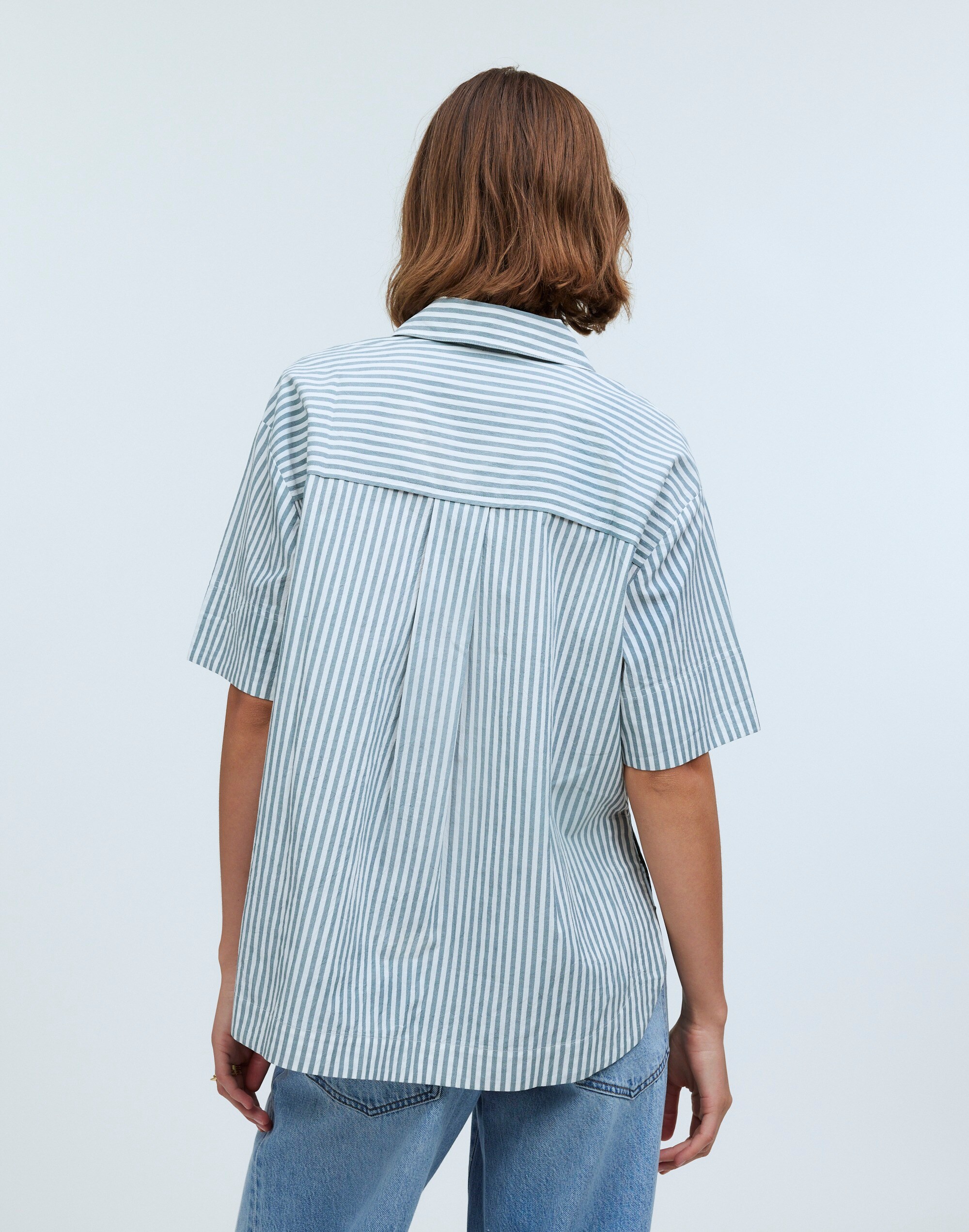 Oversized Boxy Button-Up Shirt in Signature Poplin