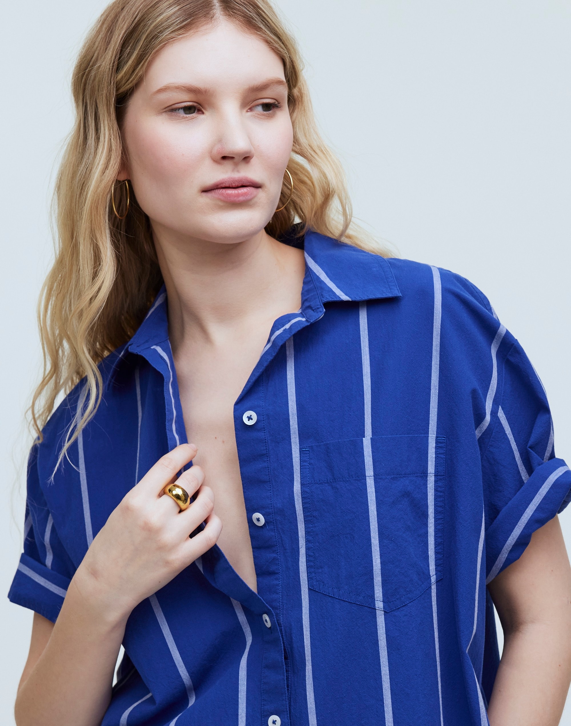 Oversized Boxy Button-Up Shirt in Signature Poplin