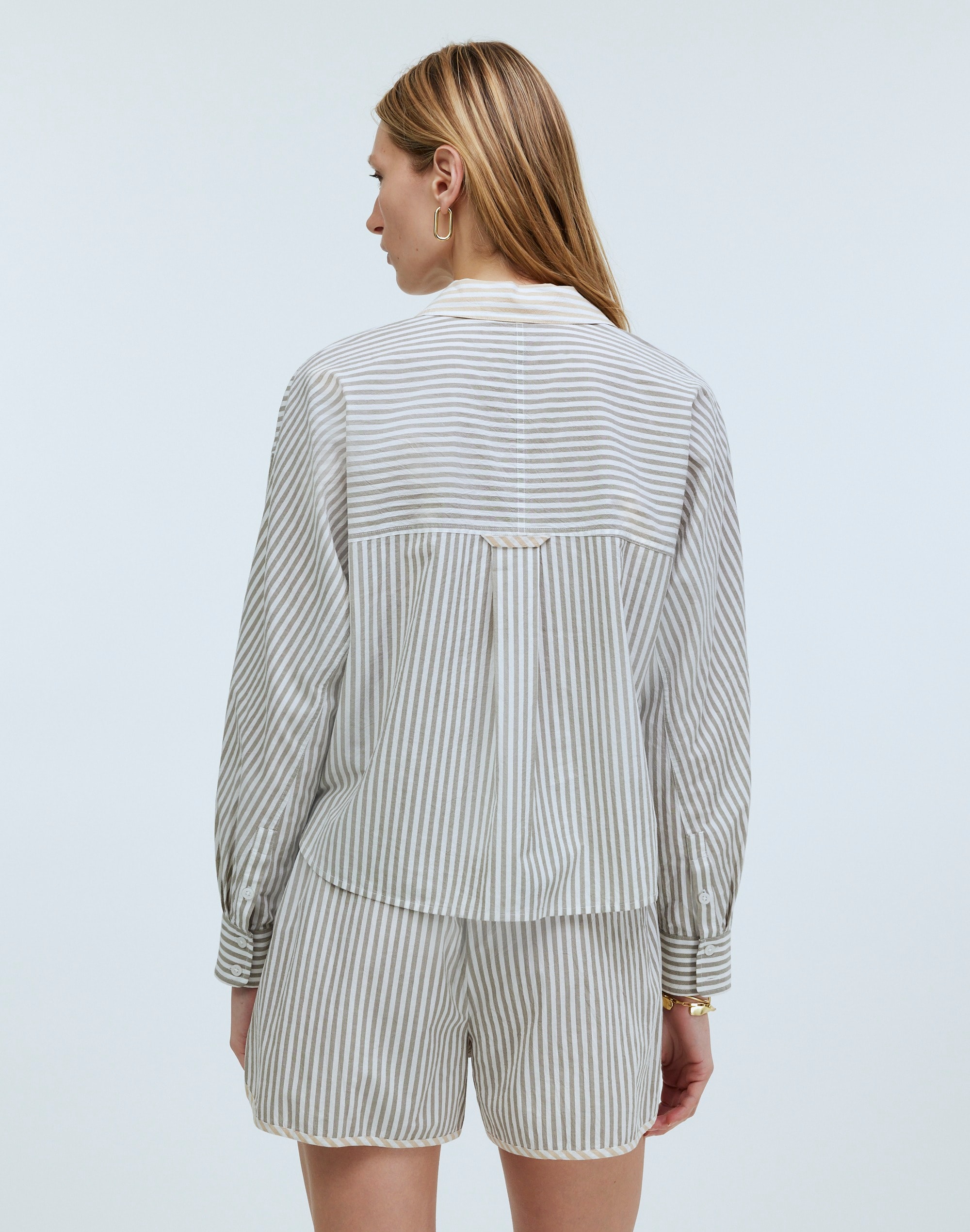 Flap-Pocket Crop Button-Up Shirt in Poplin