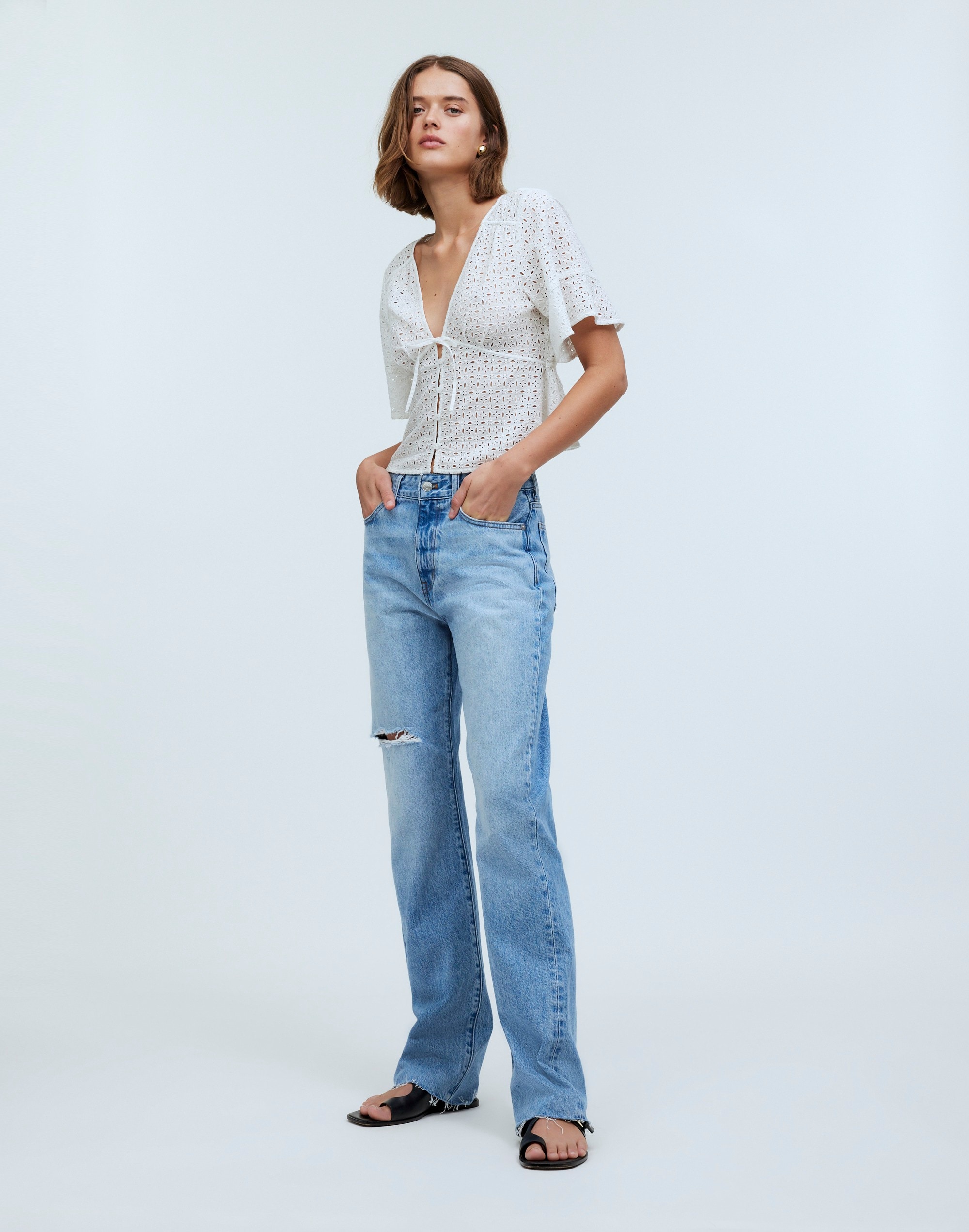 Tie-Front Top in Eyelet