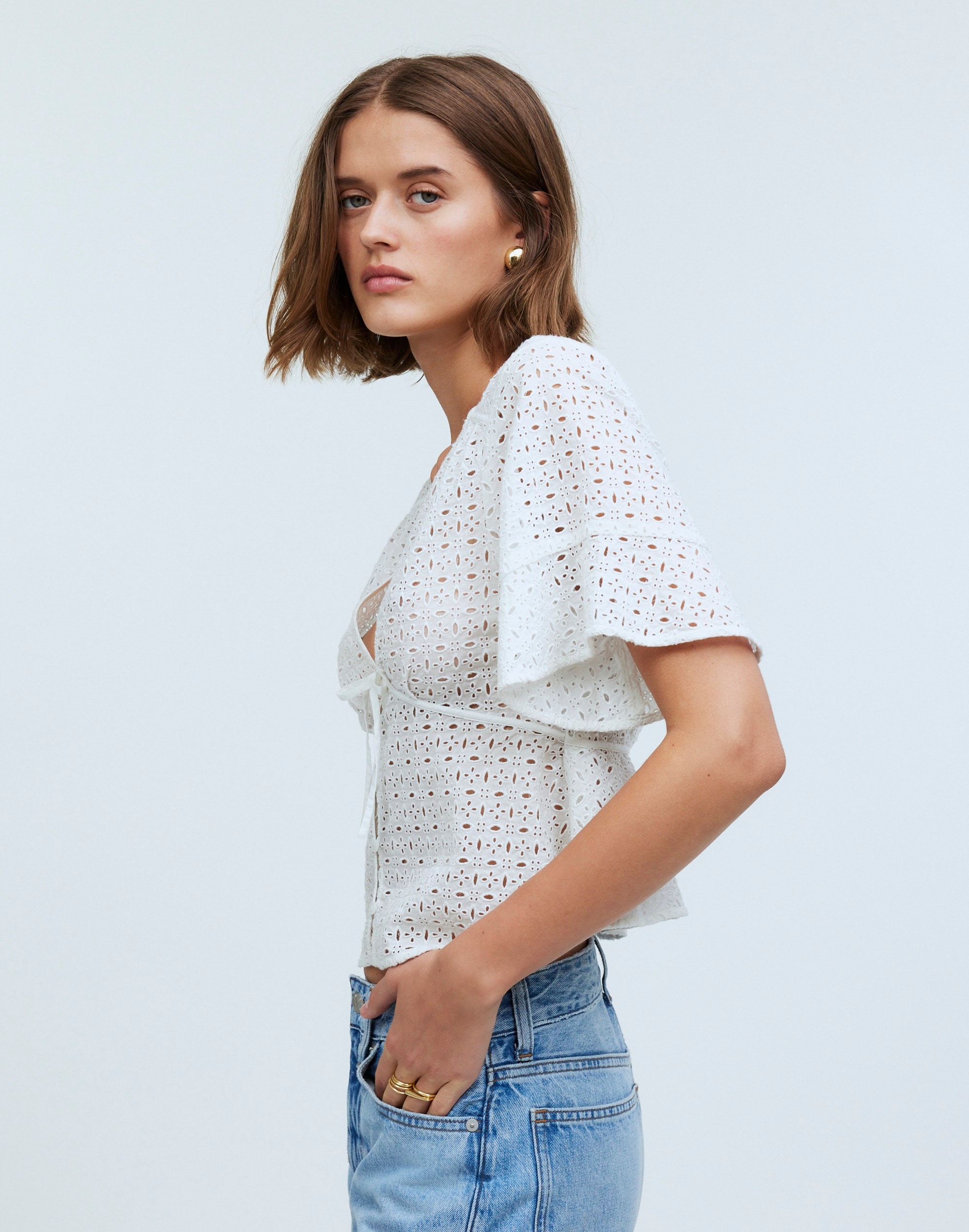 Tie-Front Top in Eyelet
