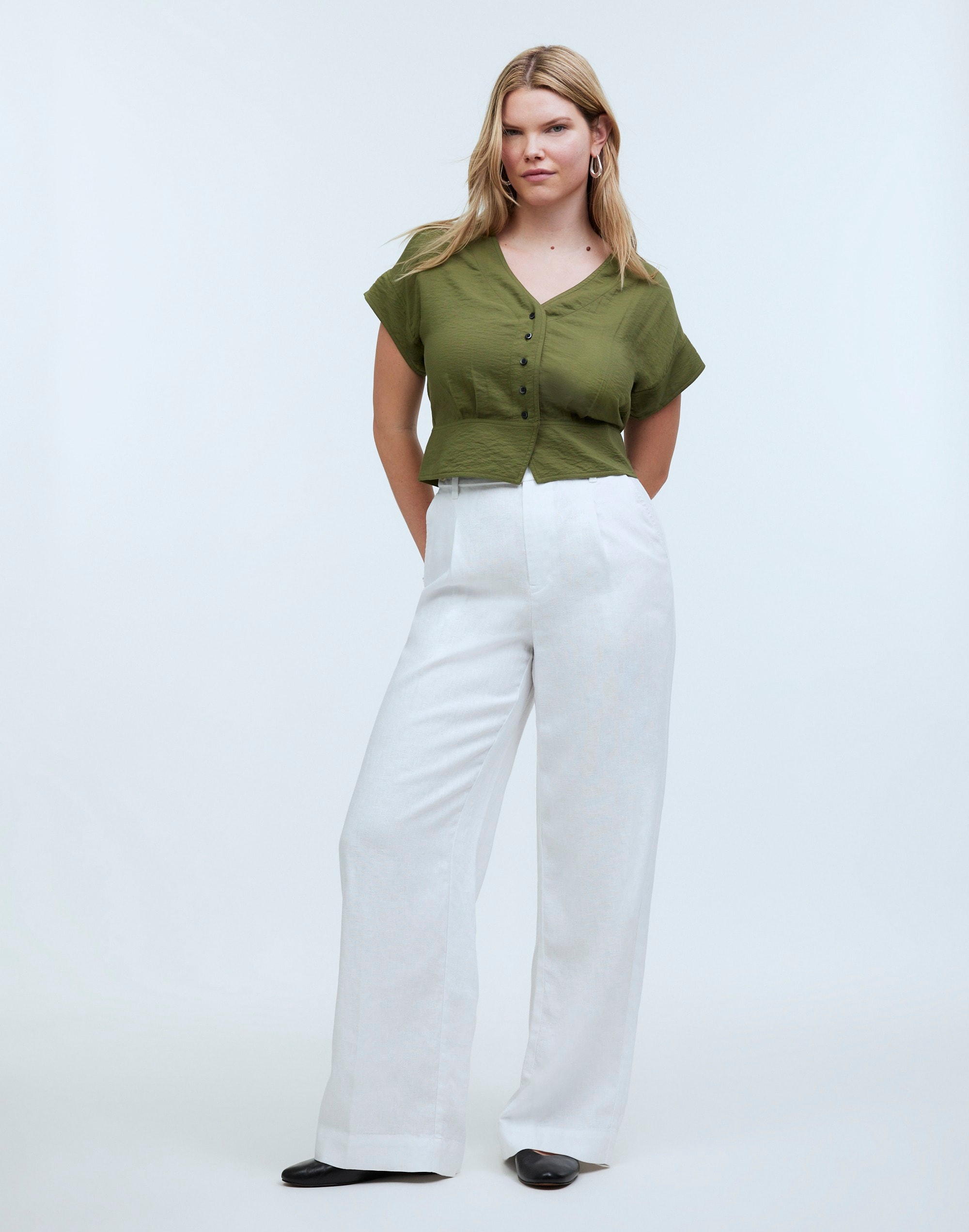 Pleated Short-Sleeve Top