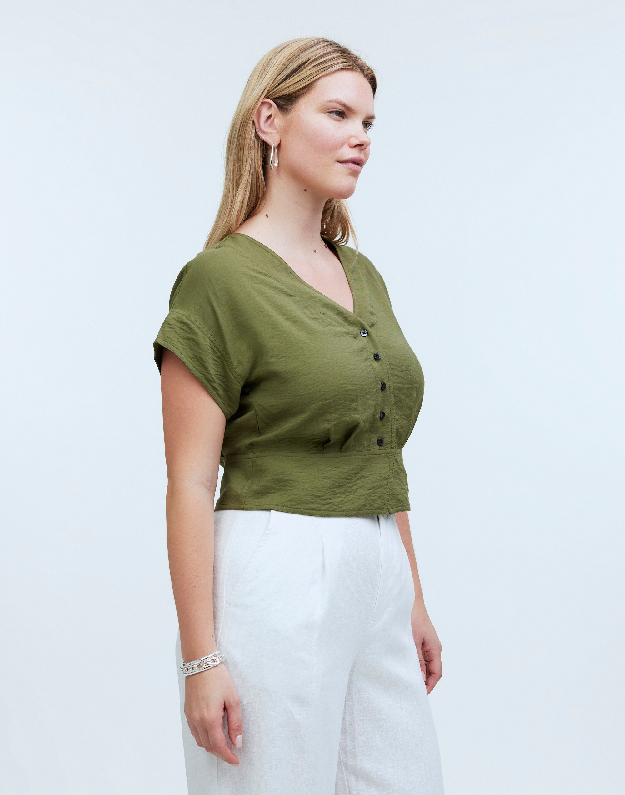 Pleated Short-Sleeve Top