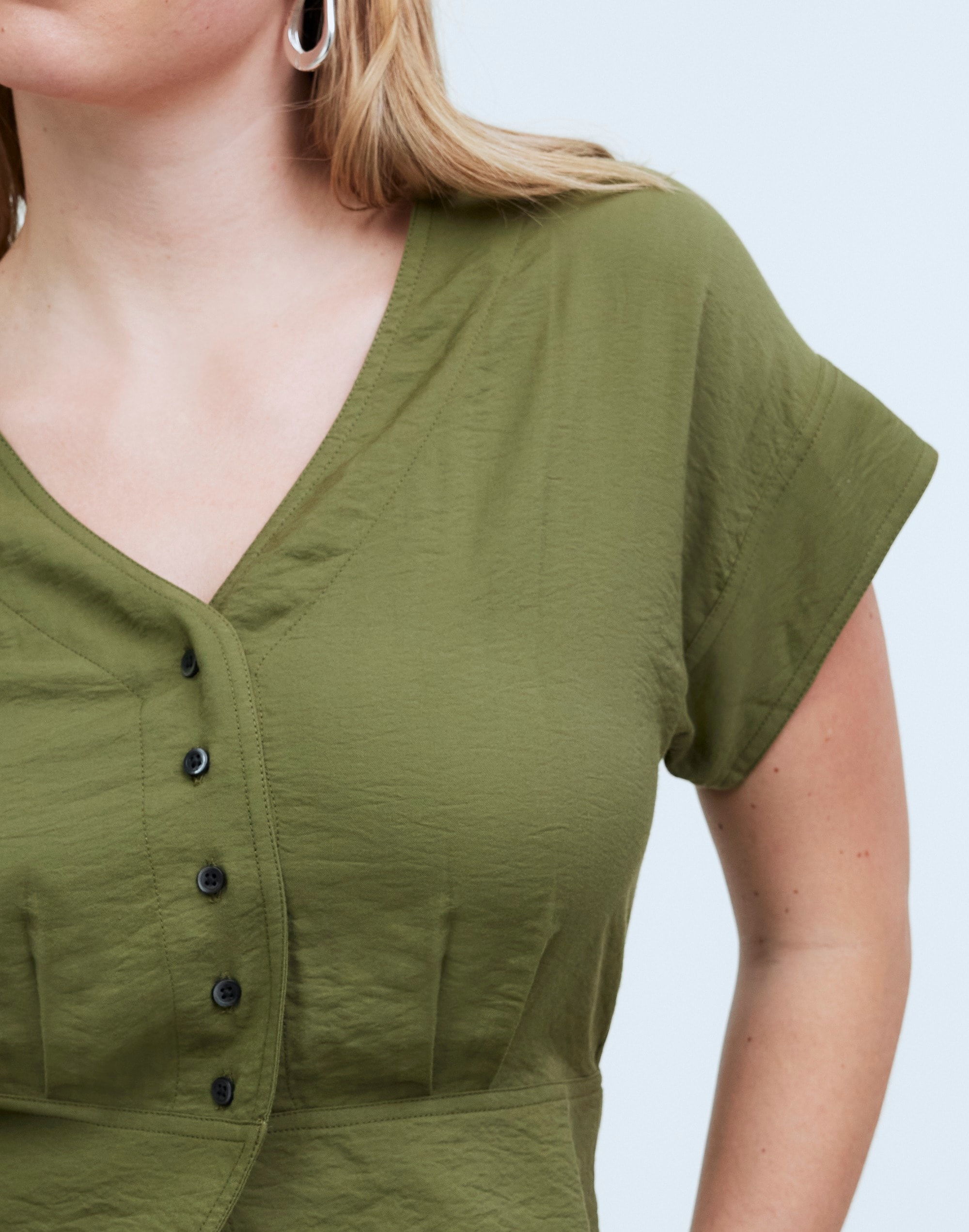 Pleated Short-Sleeve Top