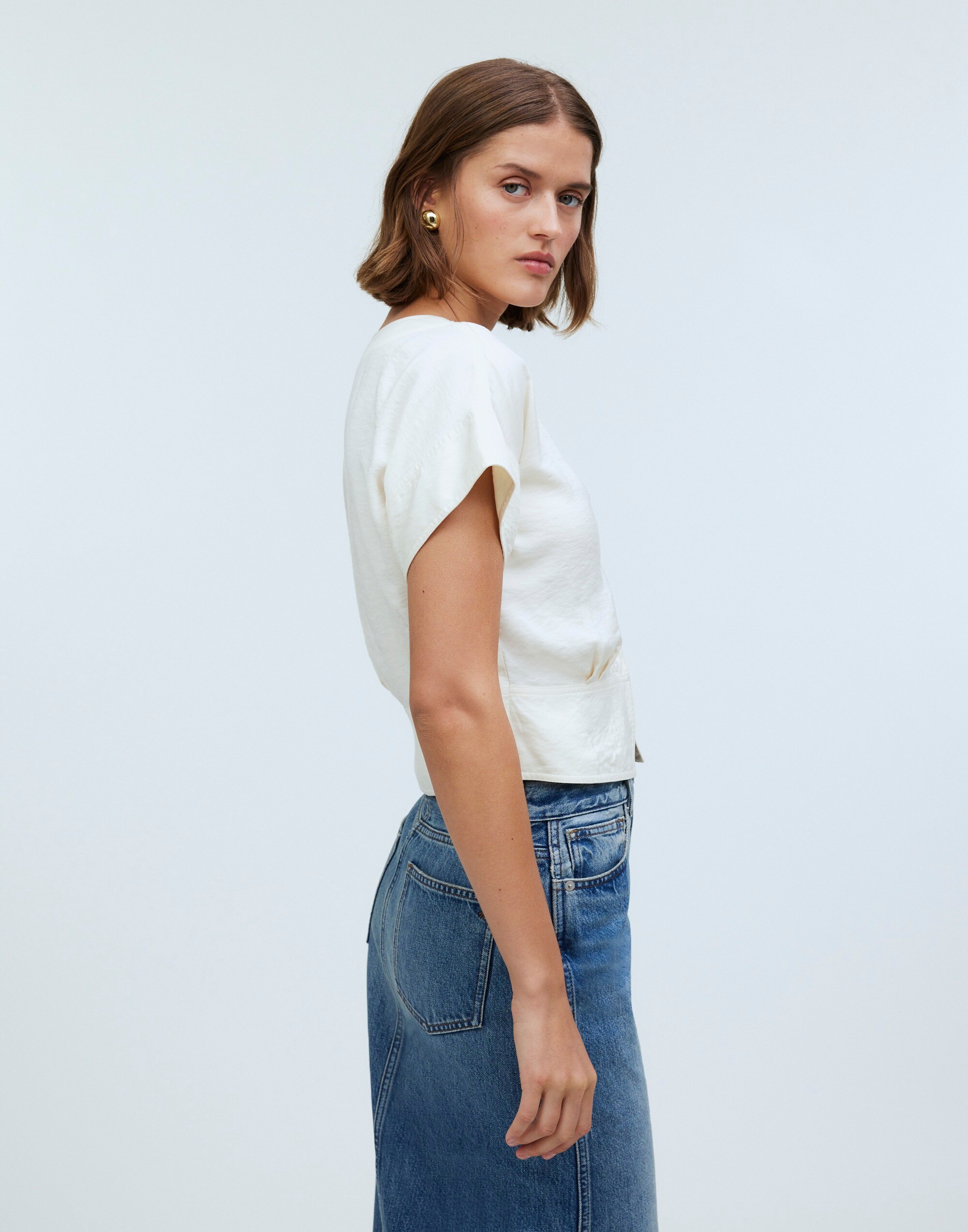 Pleated Short-Sleeve Top