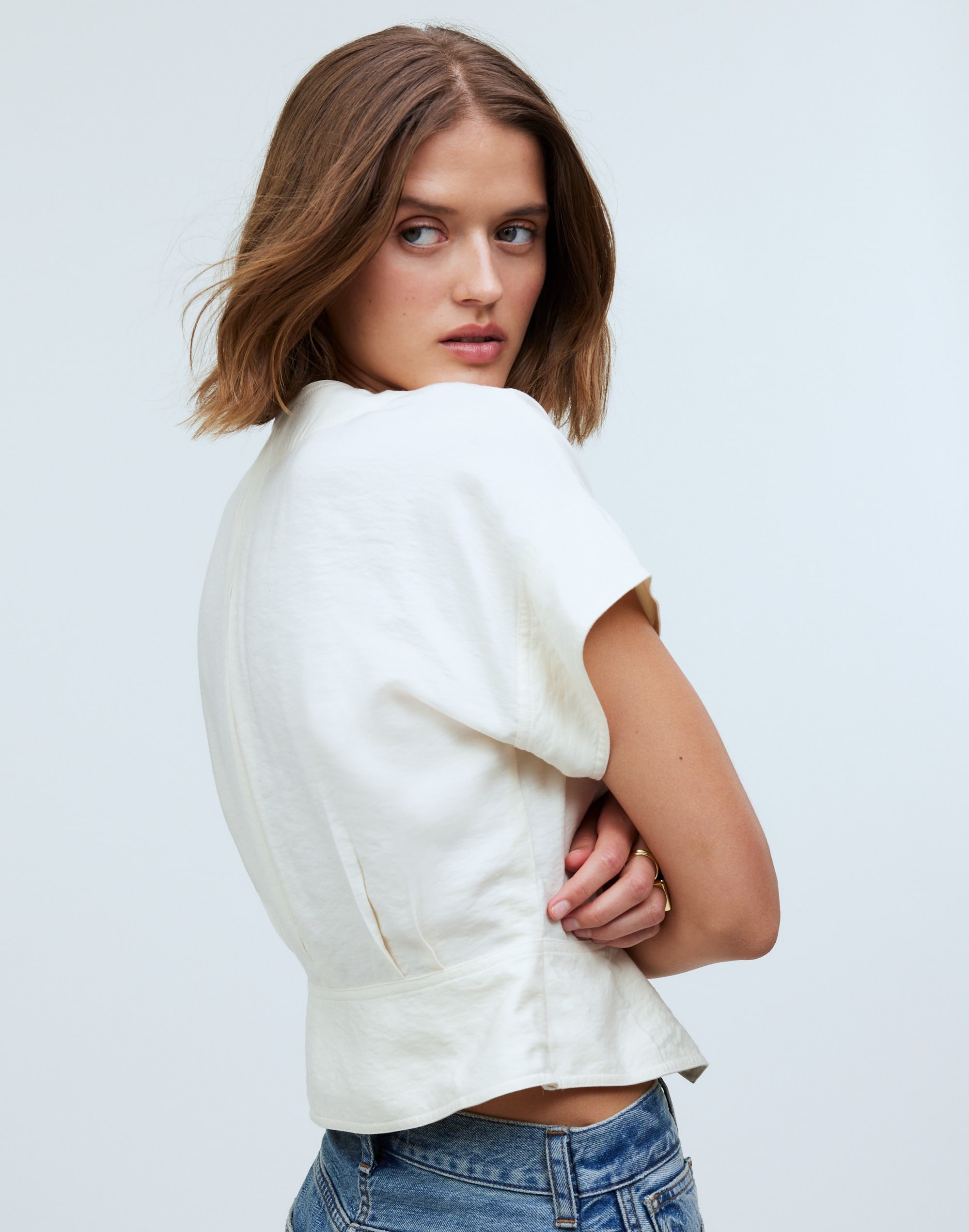 Pleated Short-Sleeve Top