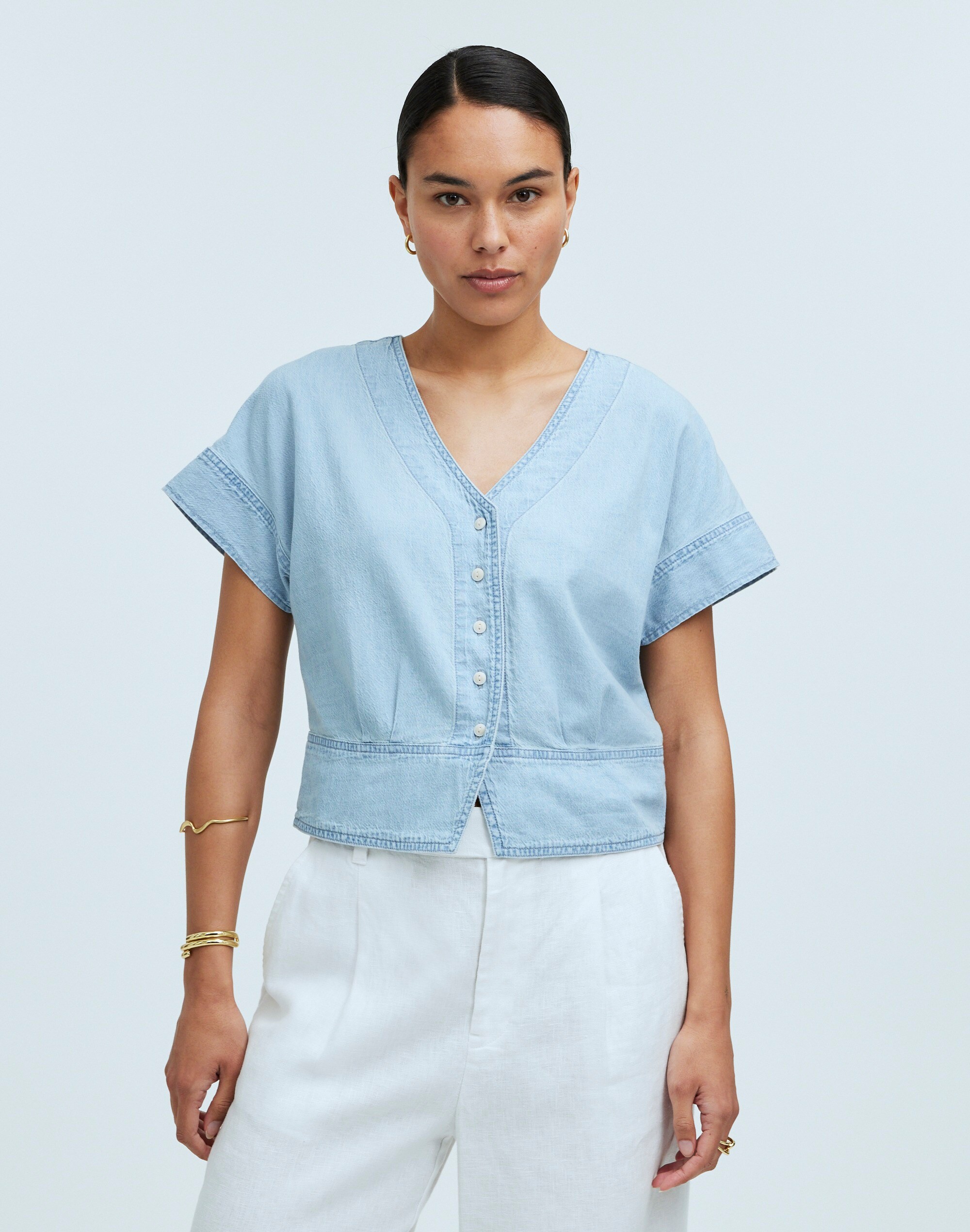 Pleated Short-Sleeve Top