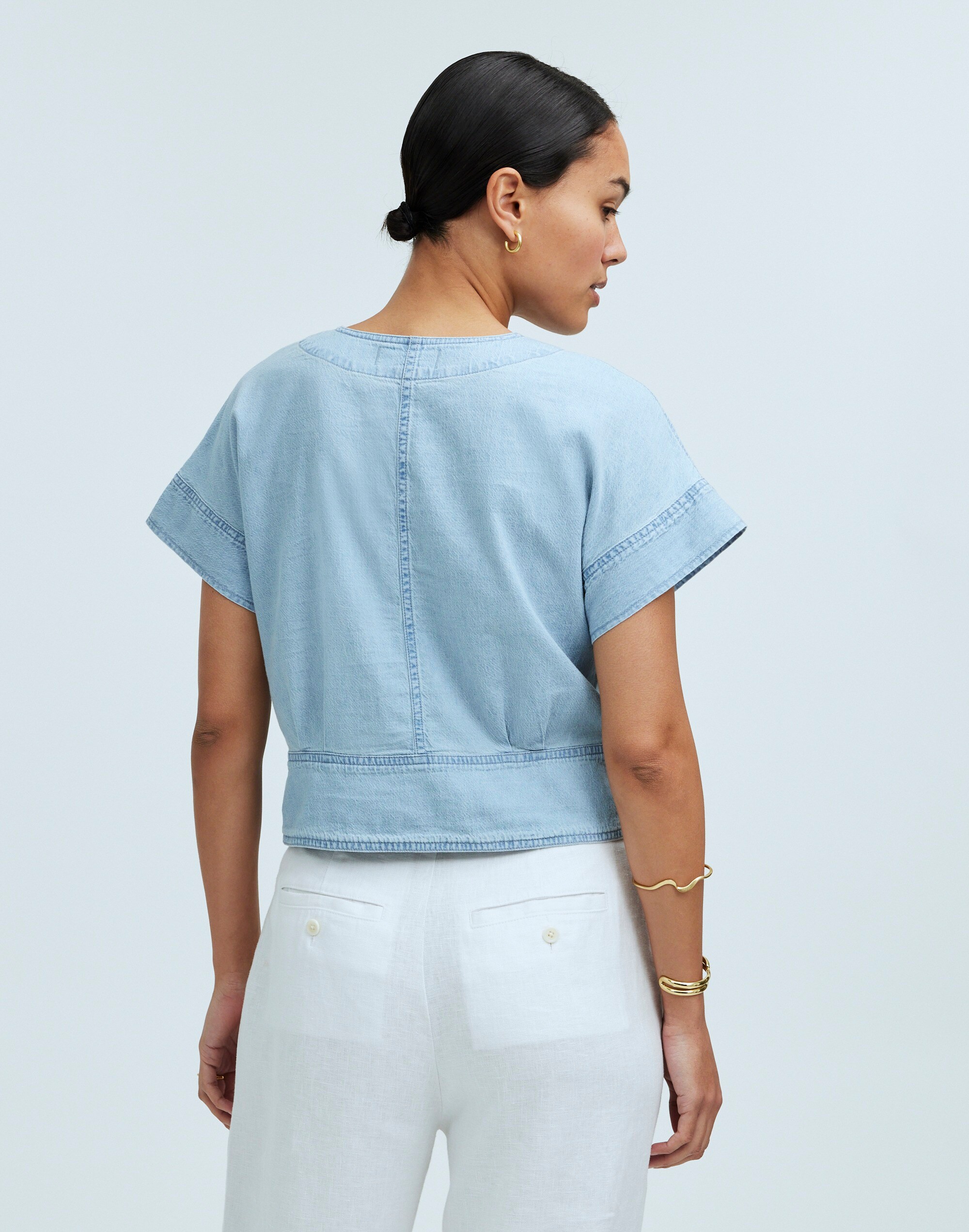 Pleated Short-Sleeve Top