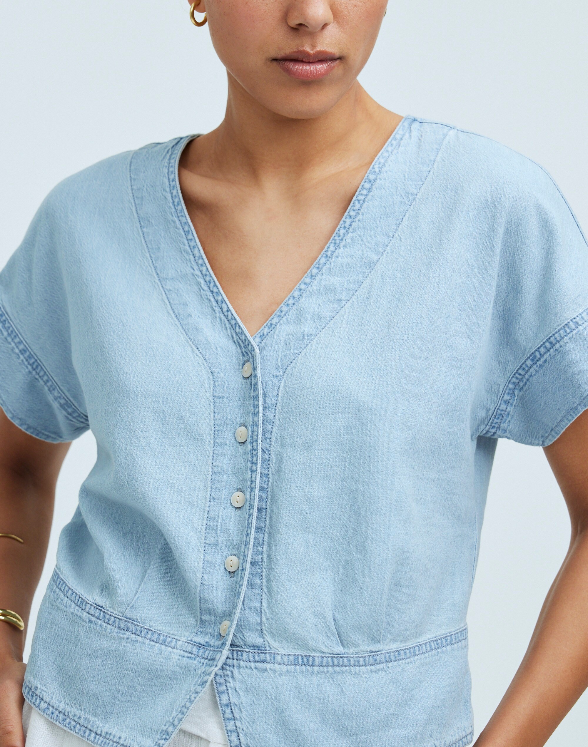 Pleated Short-Sleeve Top