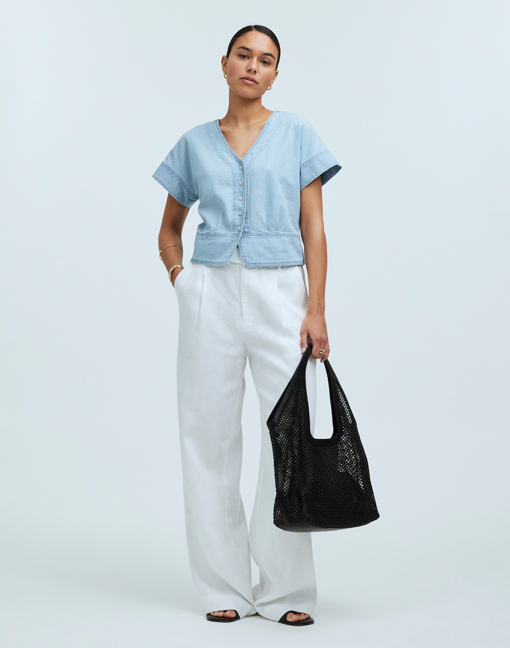 Pleated Short-Sleeve Top