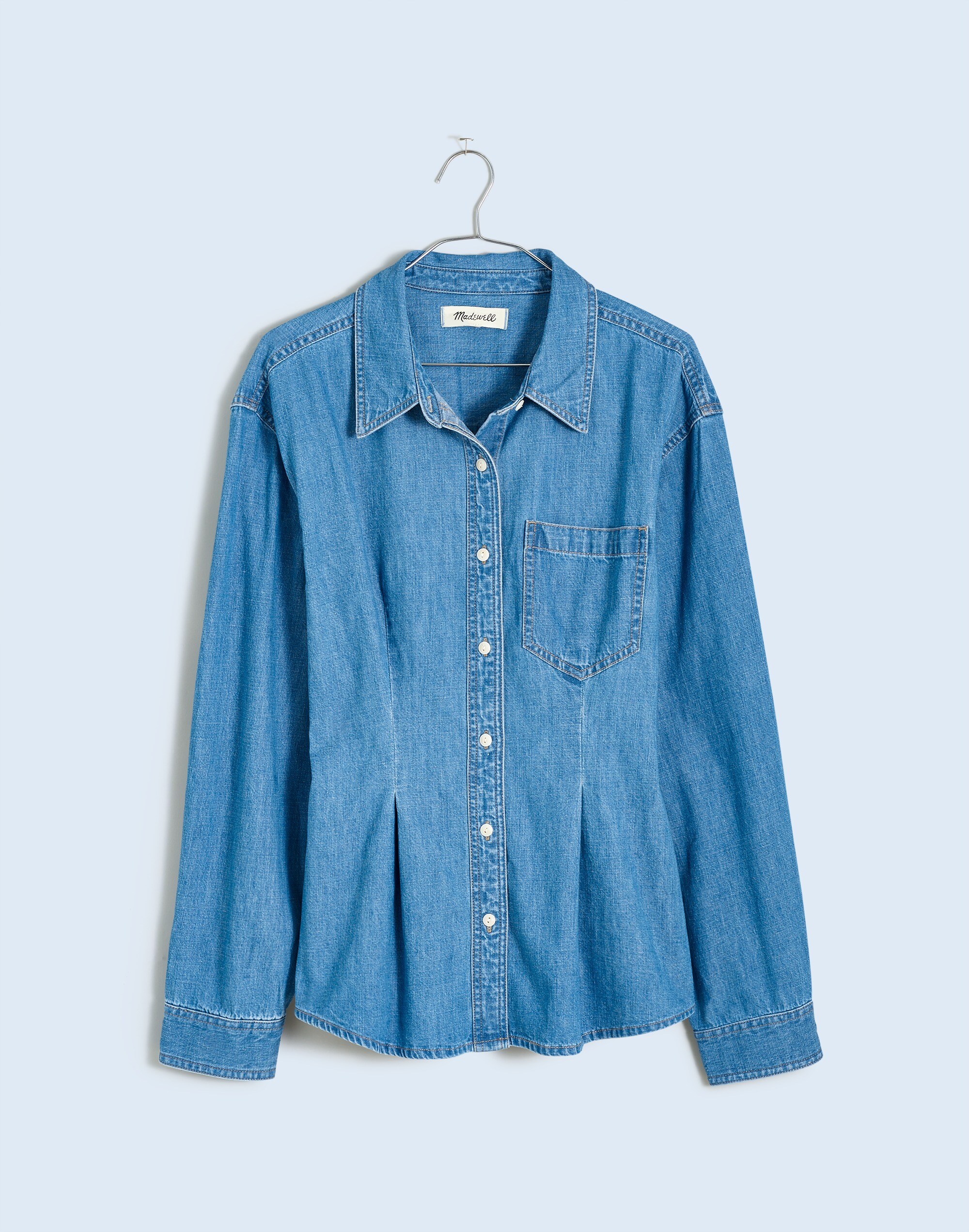 Denim Darted Button-Up Shirt in Winnset Wash