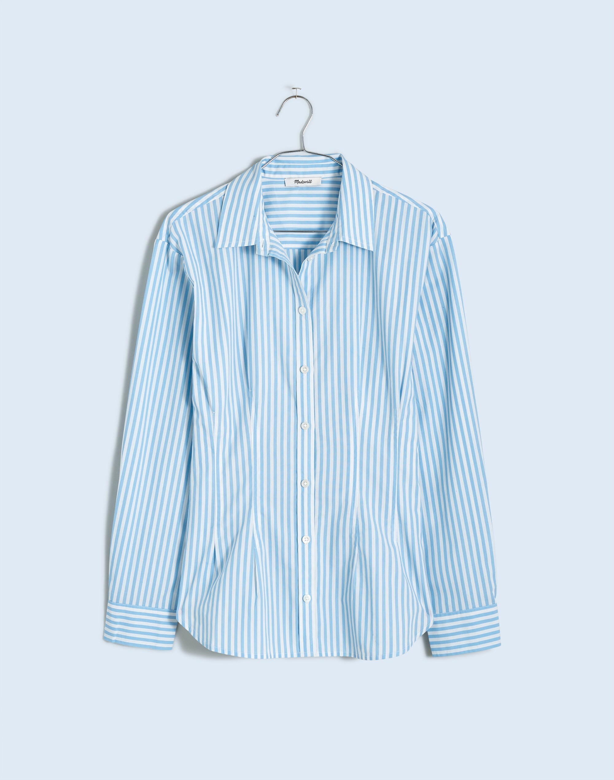 Darted Long-Sleeve Button-Up Shirt