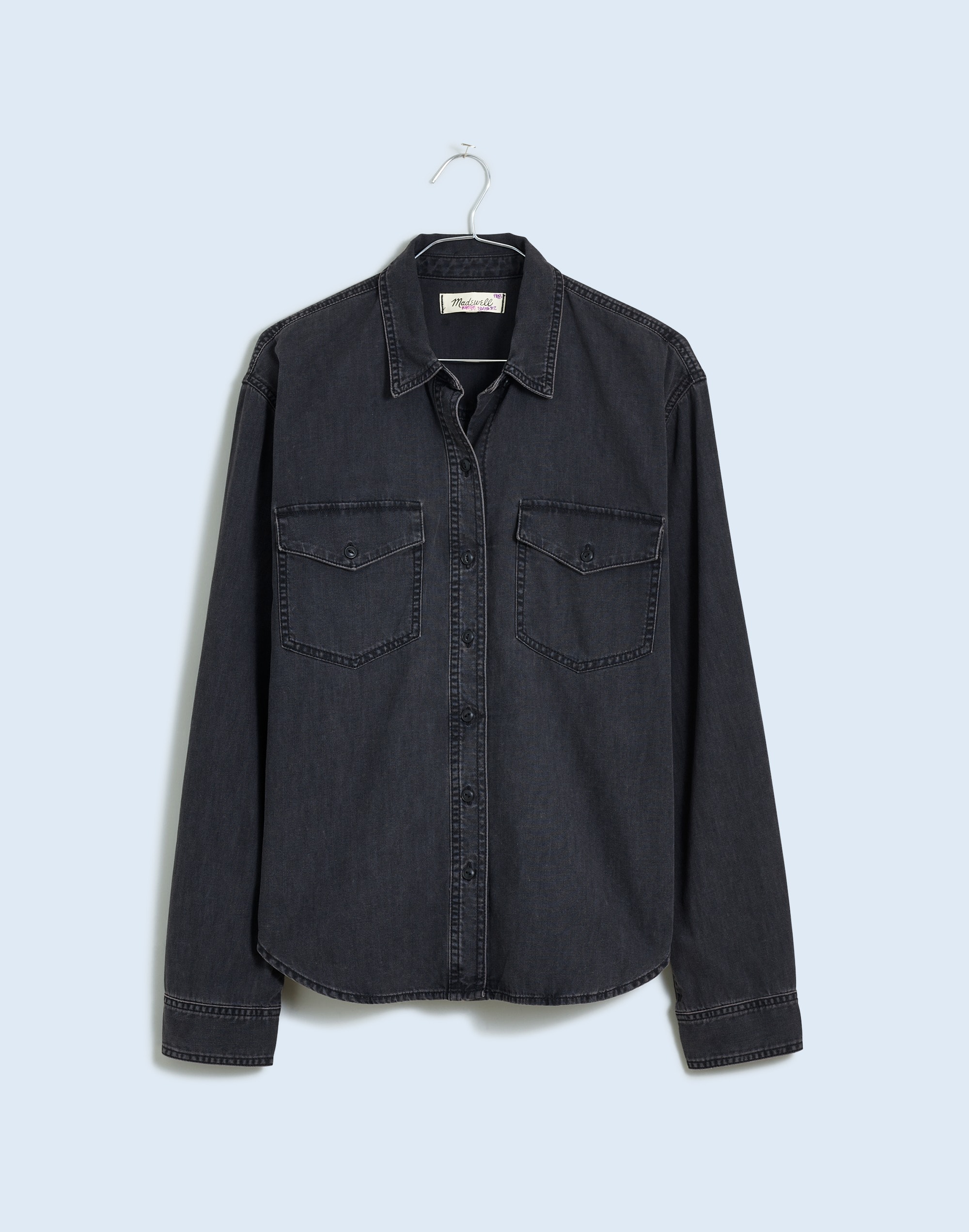 Denim Western Button-Up Shirt in Lunar Wash