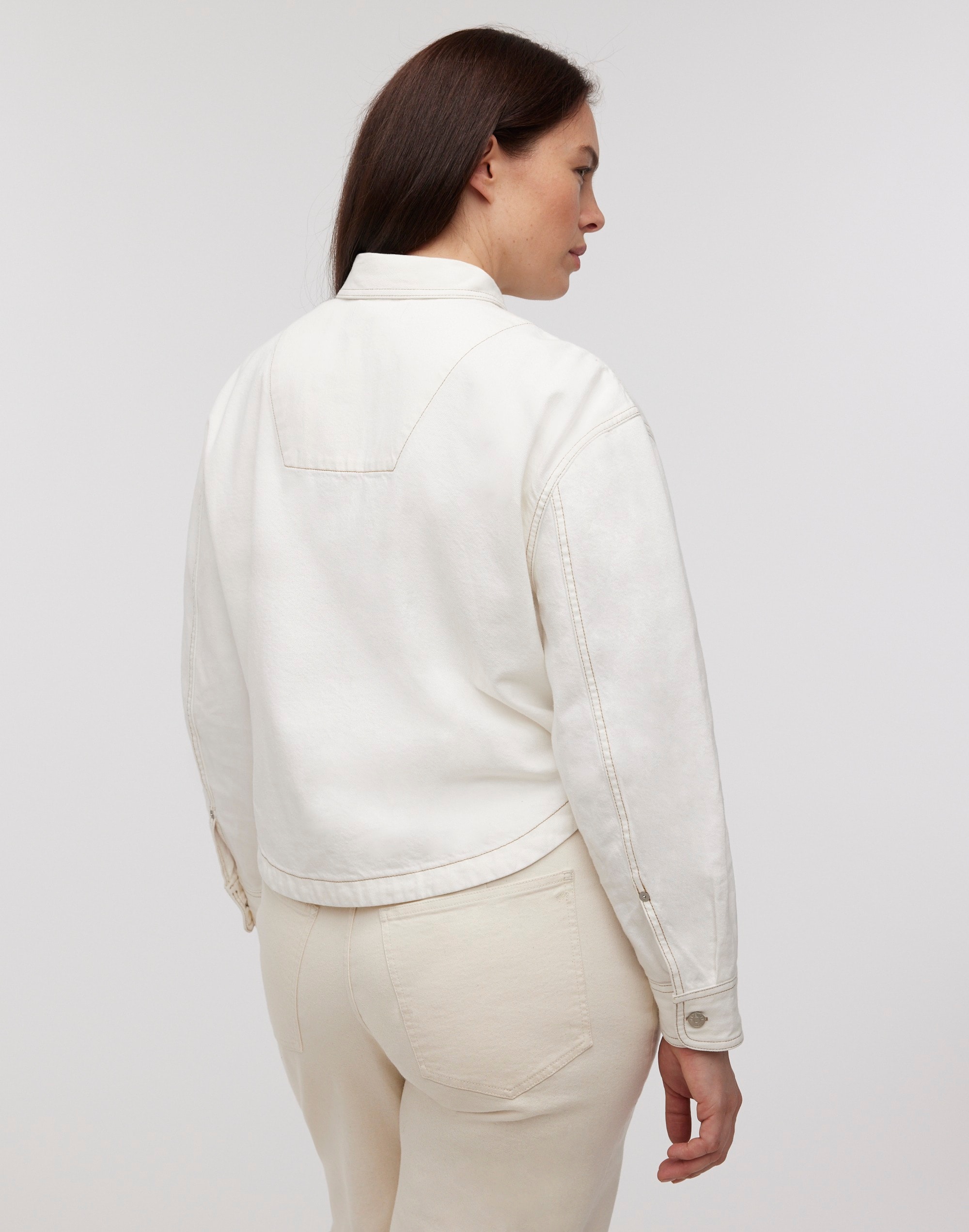 Denim Long-Sleeve Crop Shirt