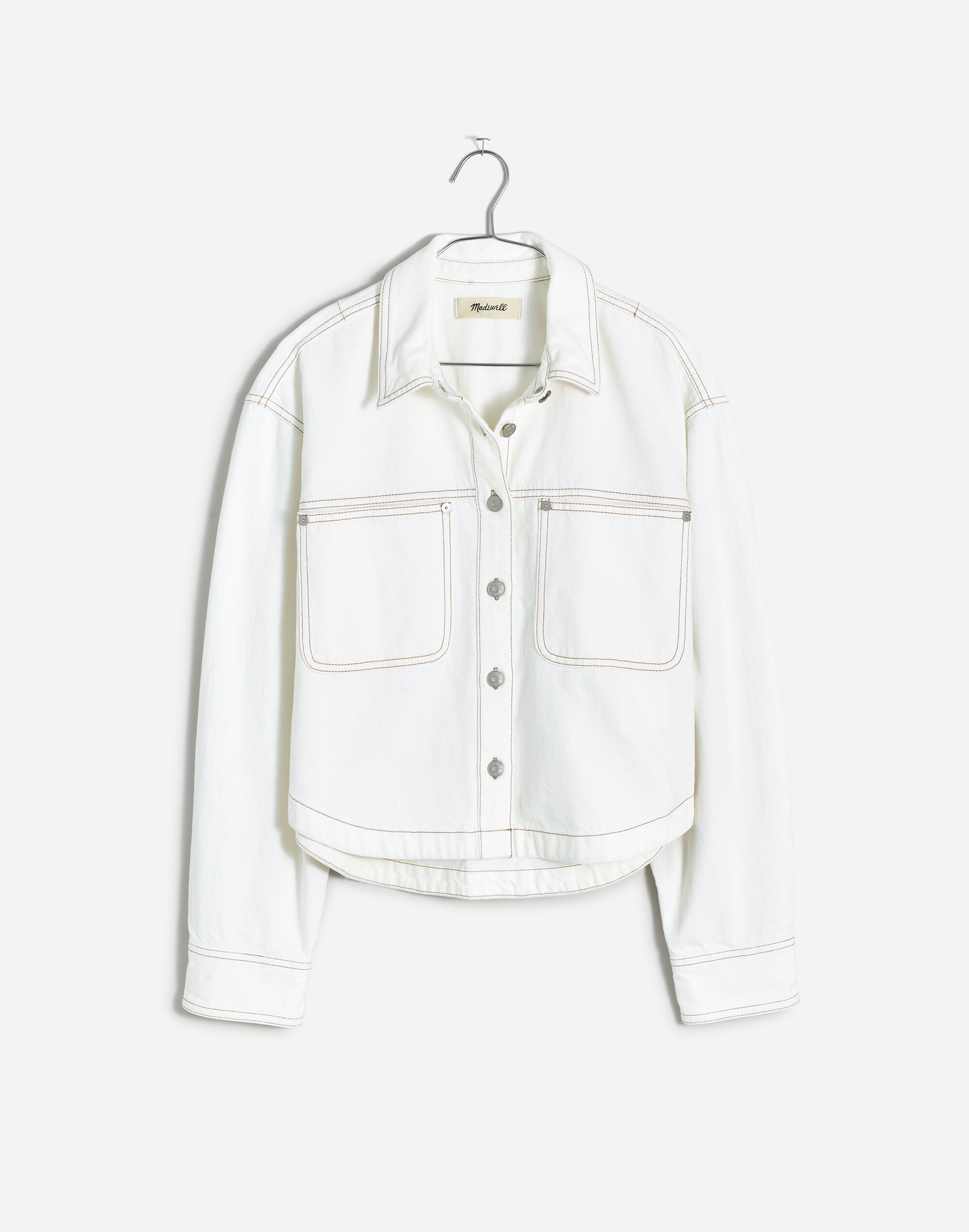 Denim Long-Sleeve Crop Shirt