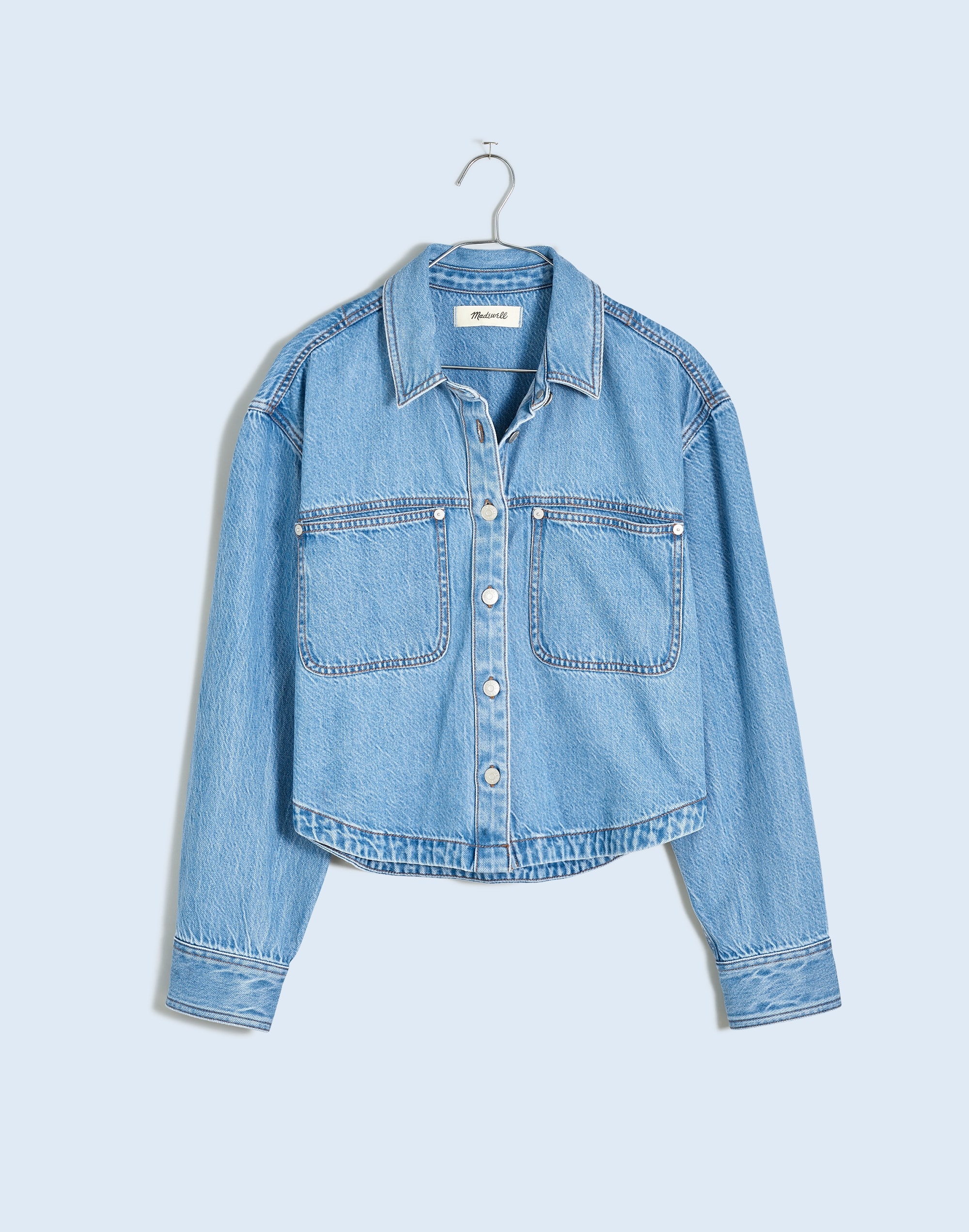 Denim Long-Sleeve Crop Shirt